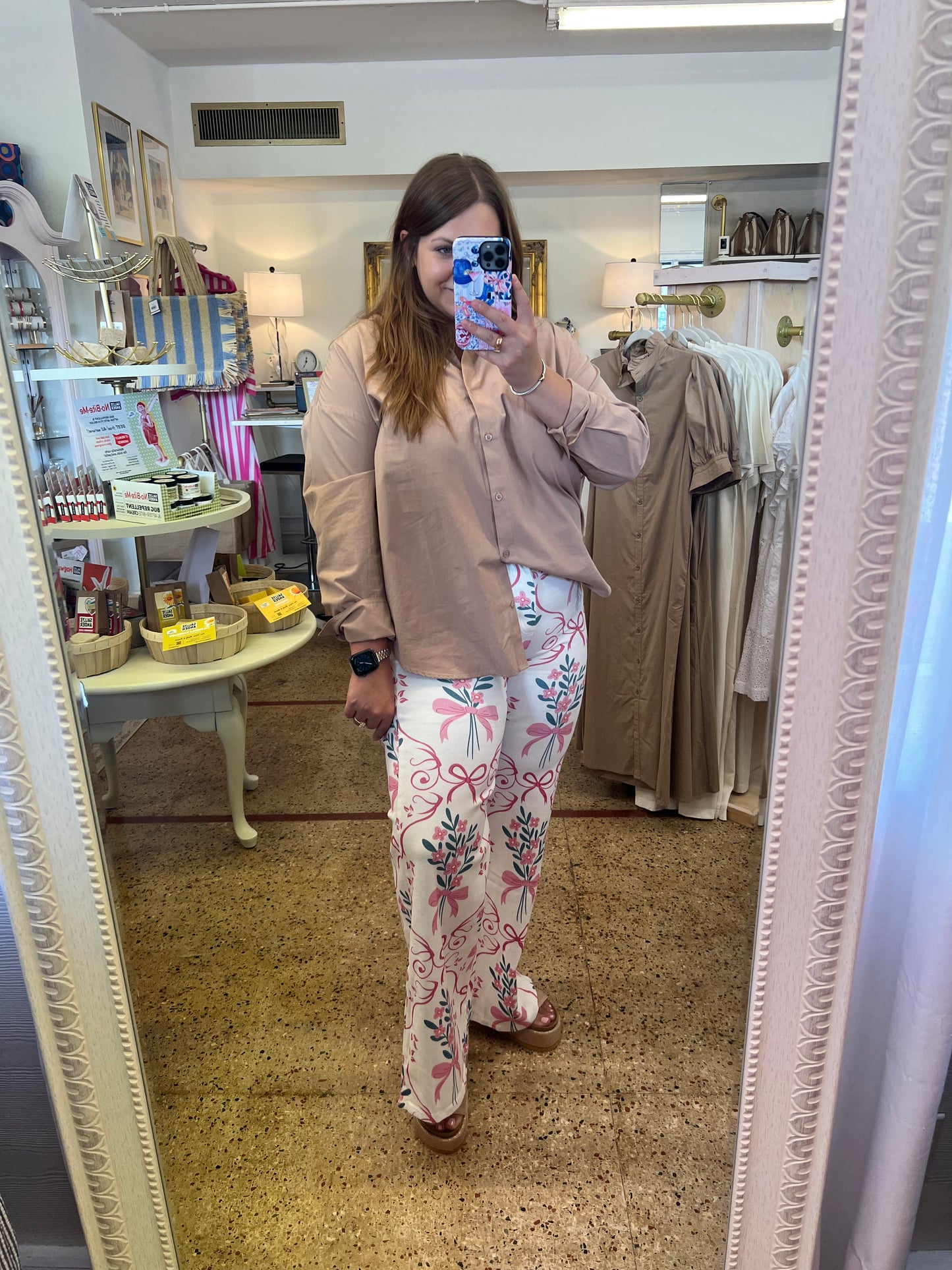 Flower Bow Print Jeans