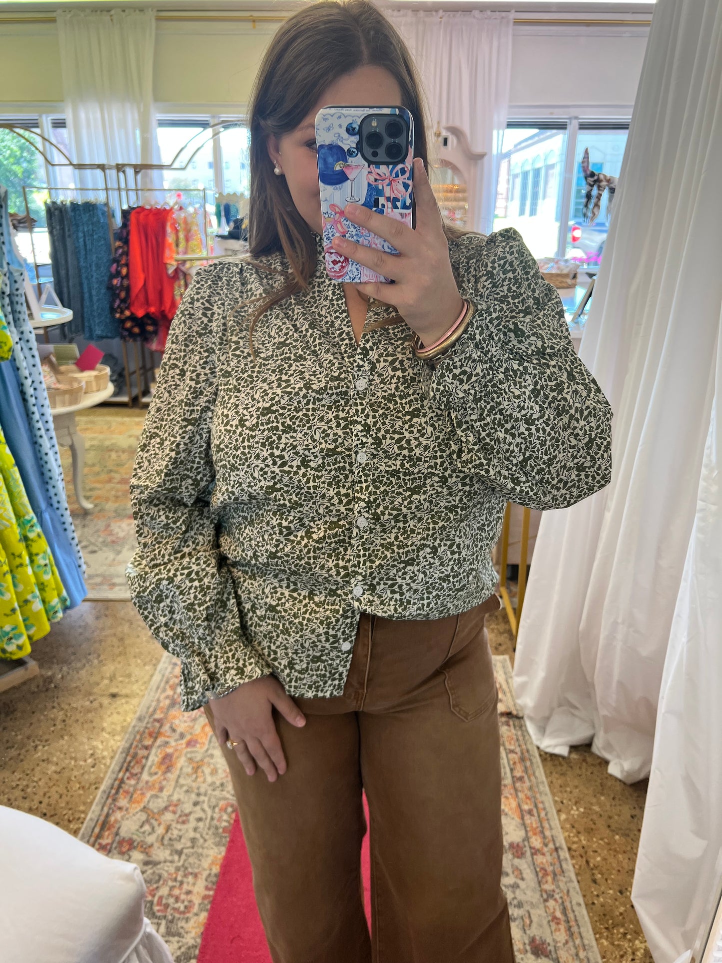 Ditsy Print Floral Blouse
