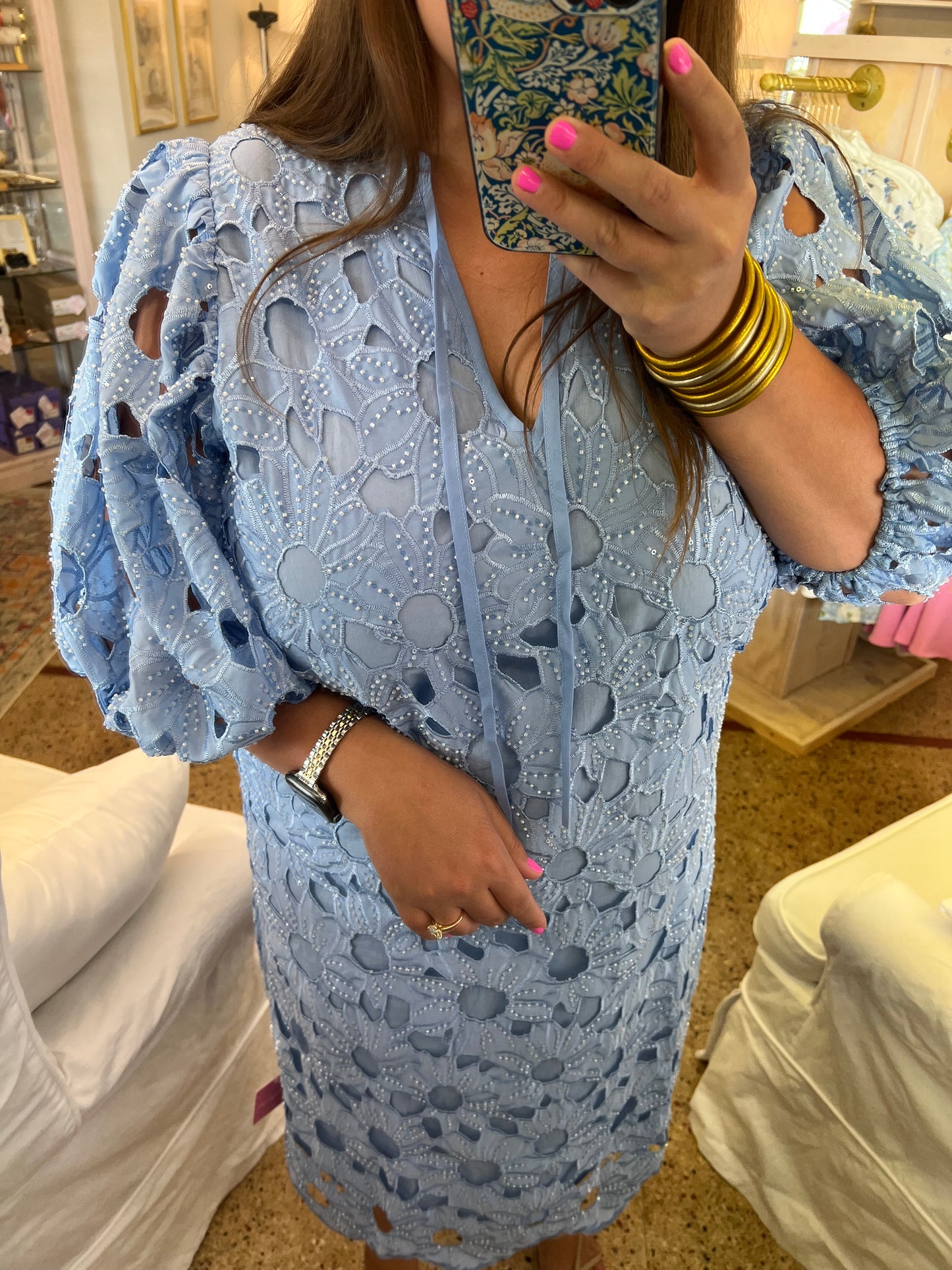 Pamela Poppy Beaded Midi Dress