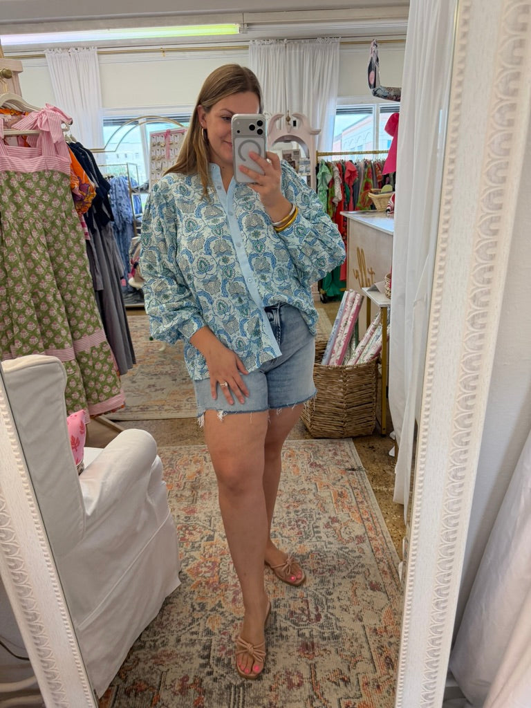 Paisley Print Puff Sleeve Blouse