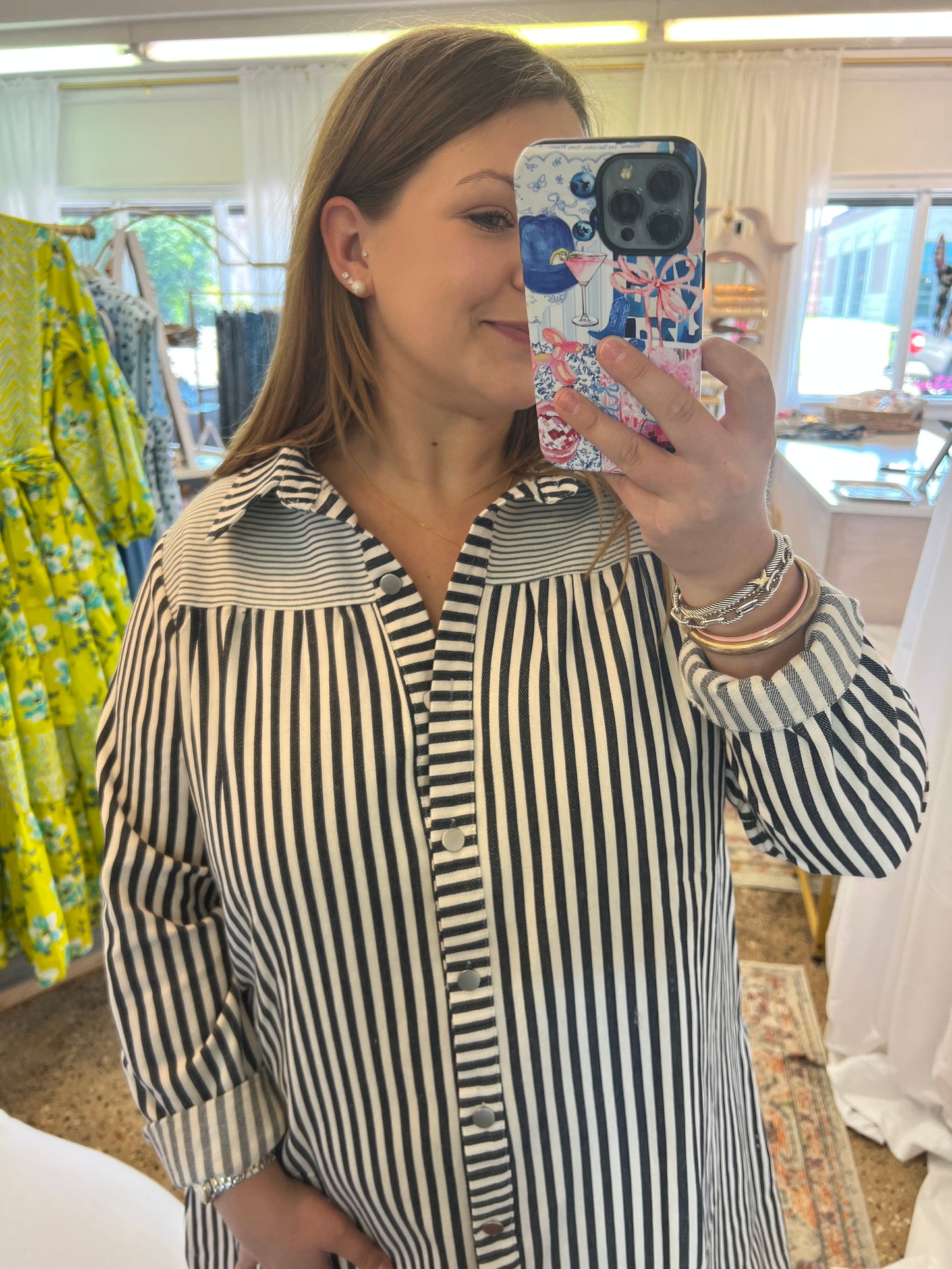 Navy Stripe Babydoll Dress