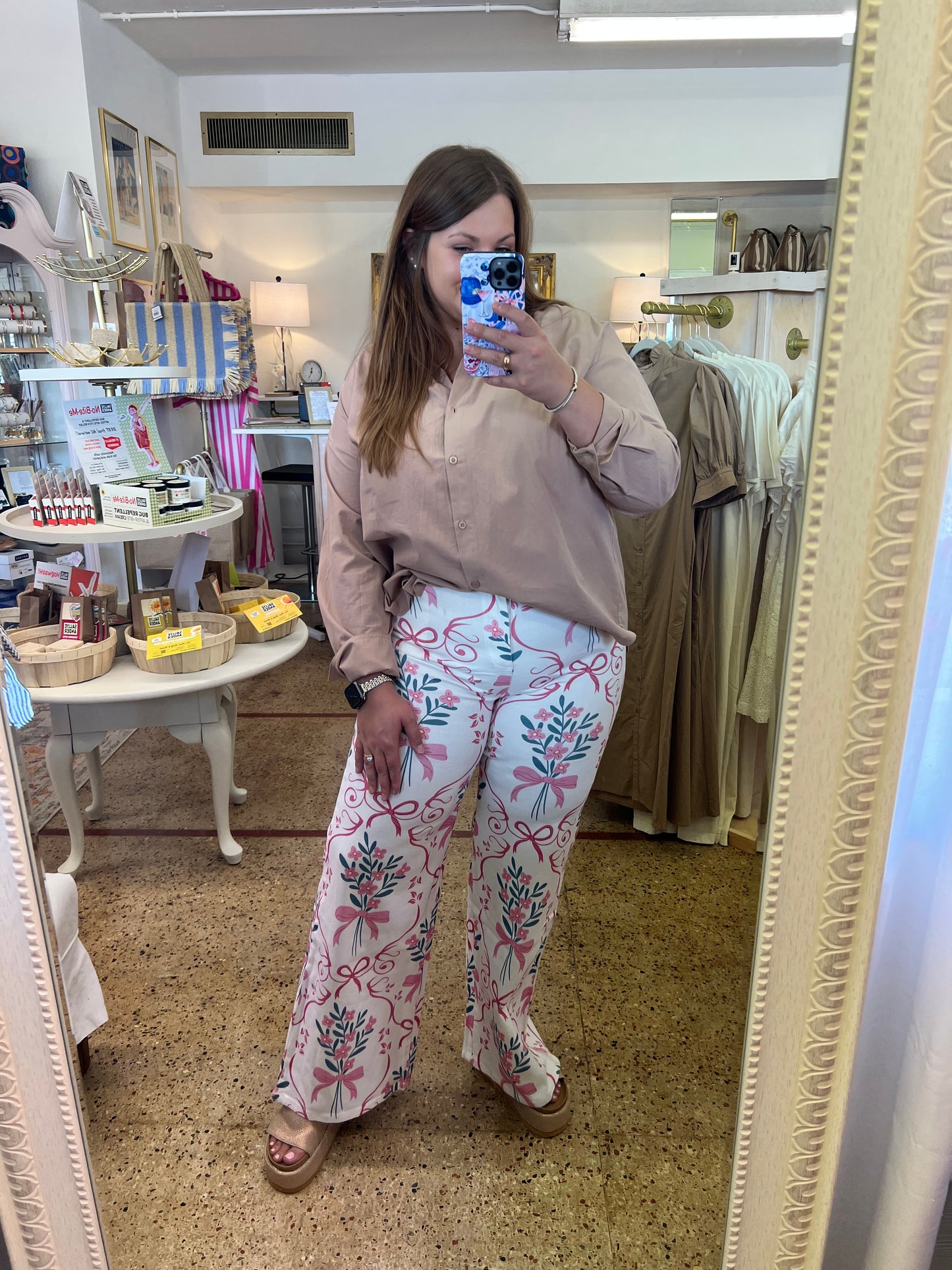Flower Bow Print Jeans