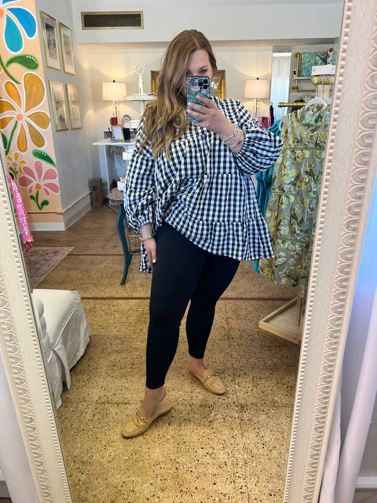 Gingham Tiered Blouse