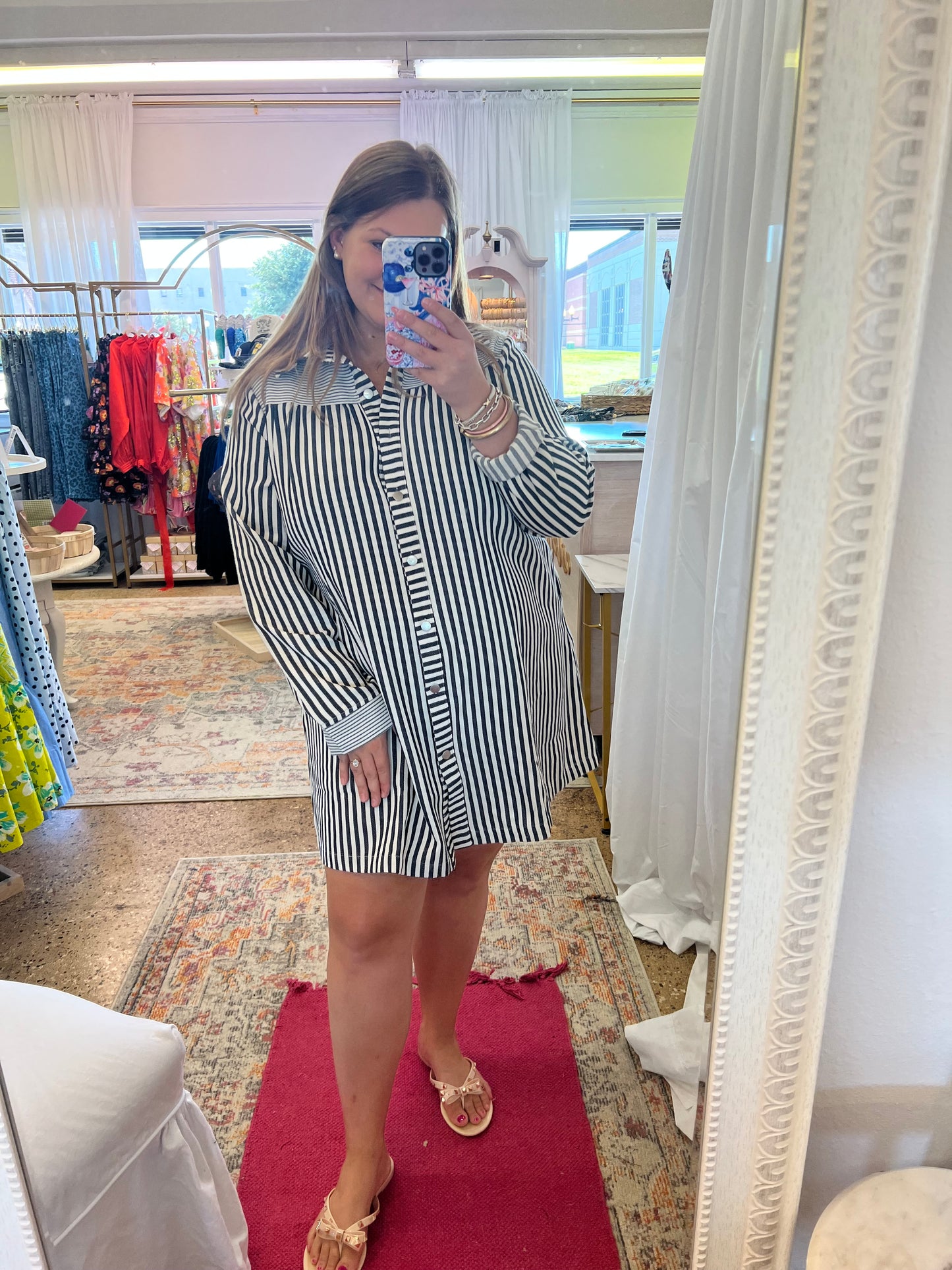 Navy Stripe Babydoll Dress