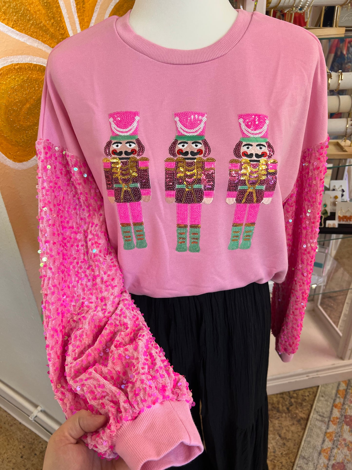 Sequin Sleeve Nutcracker Sweatshirt