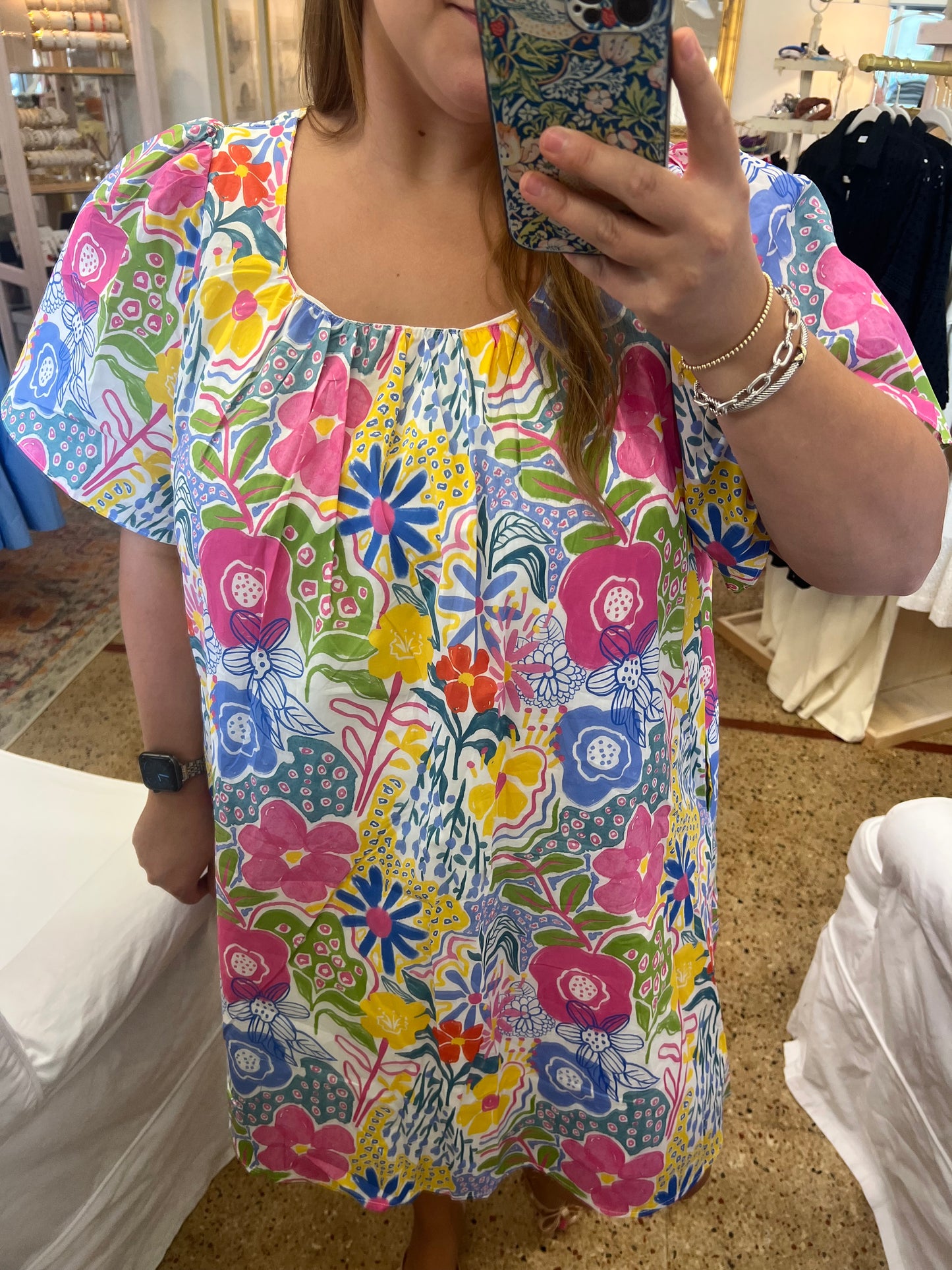 Floral Flutter Sleeve Mini Dress