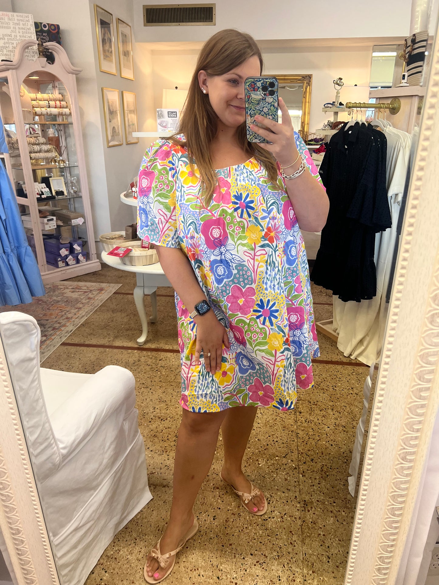 Floral Flutter Sleeve Mini Dress