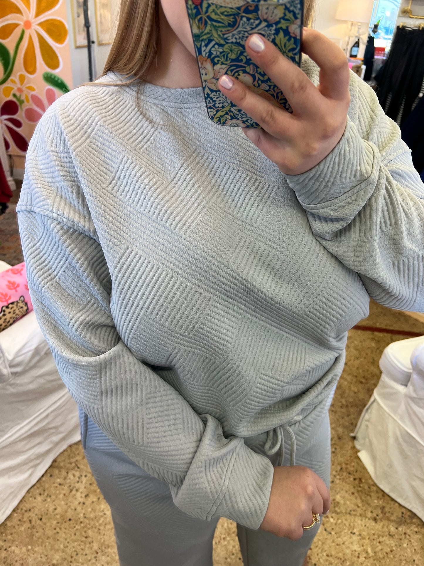 Grey Textured Pant Set