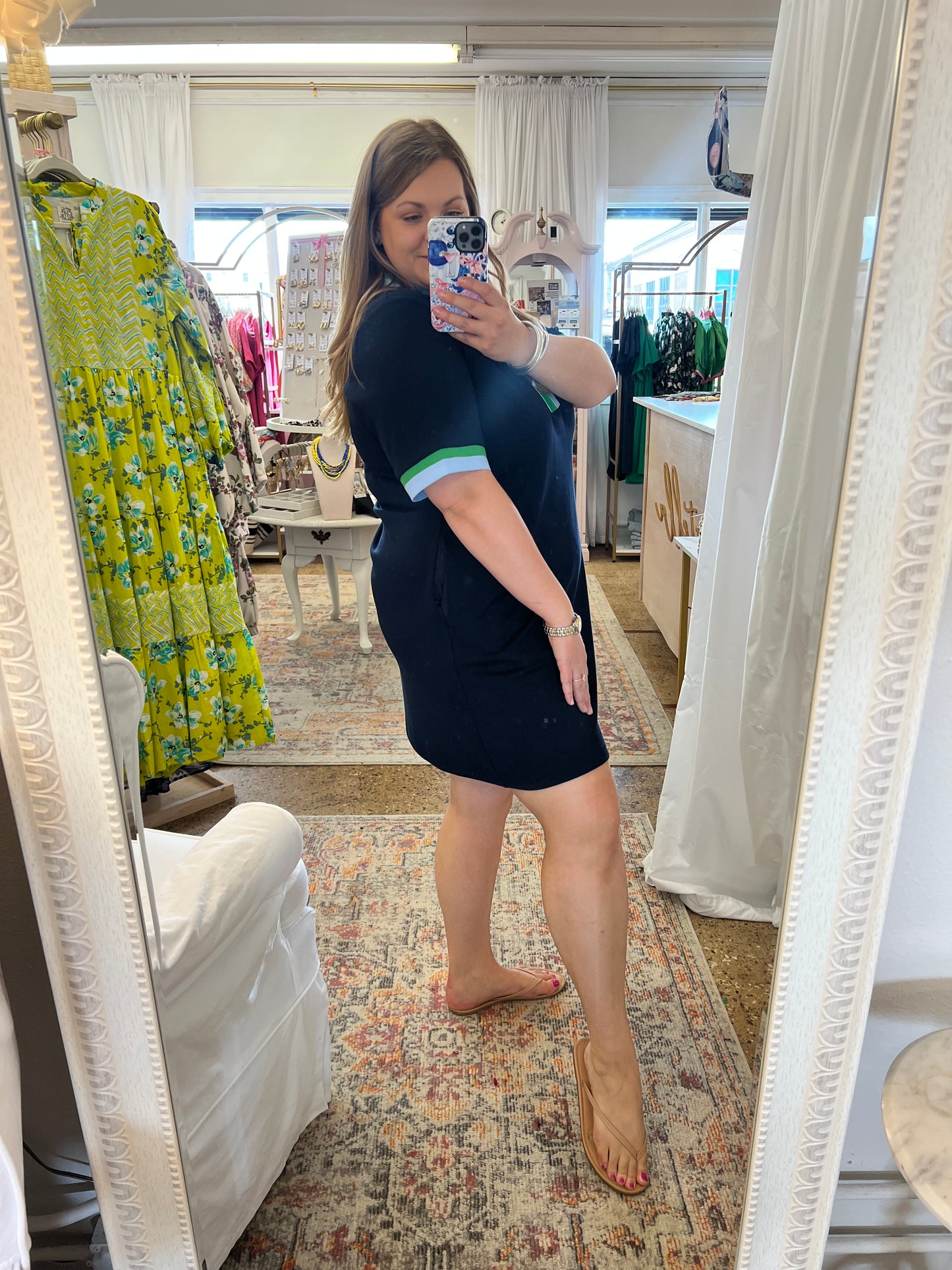 Navy Quarter Zip Shirt Dress