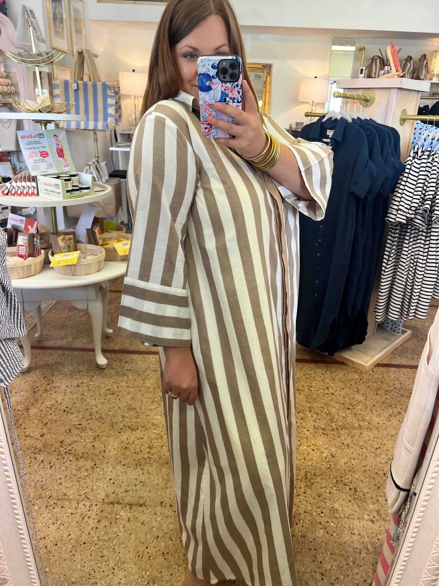 Khaki Stripe Cabana Dress