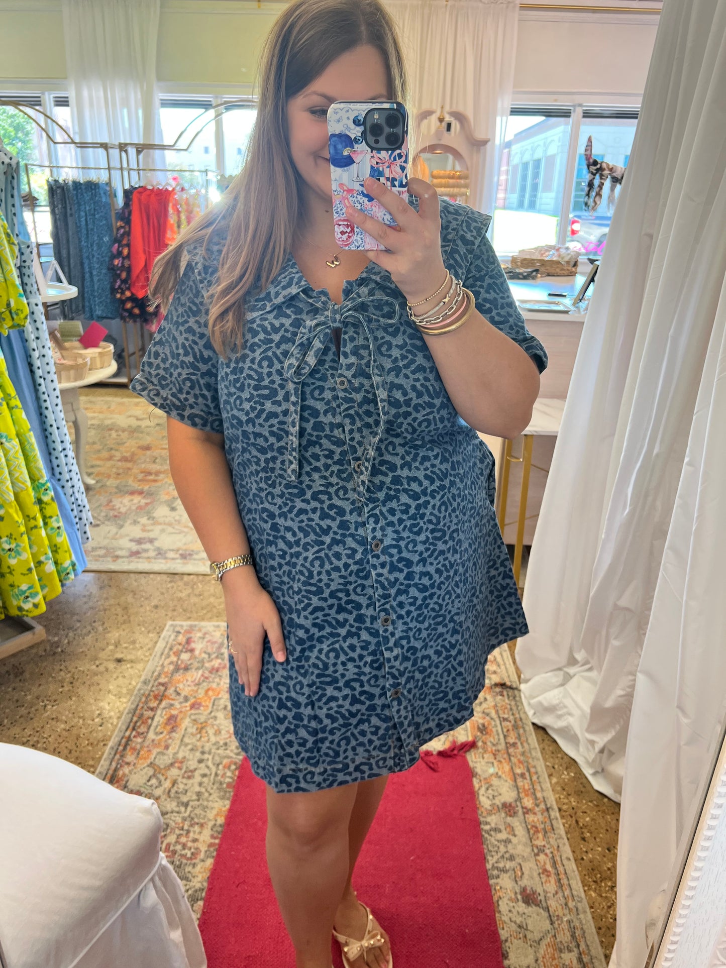 Denim Leopard Dress