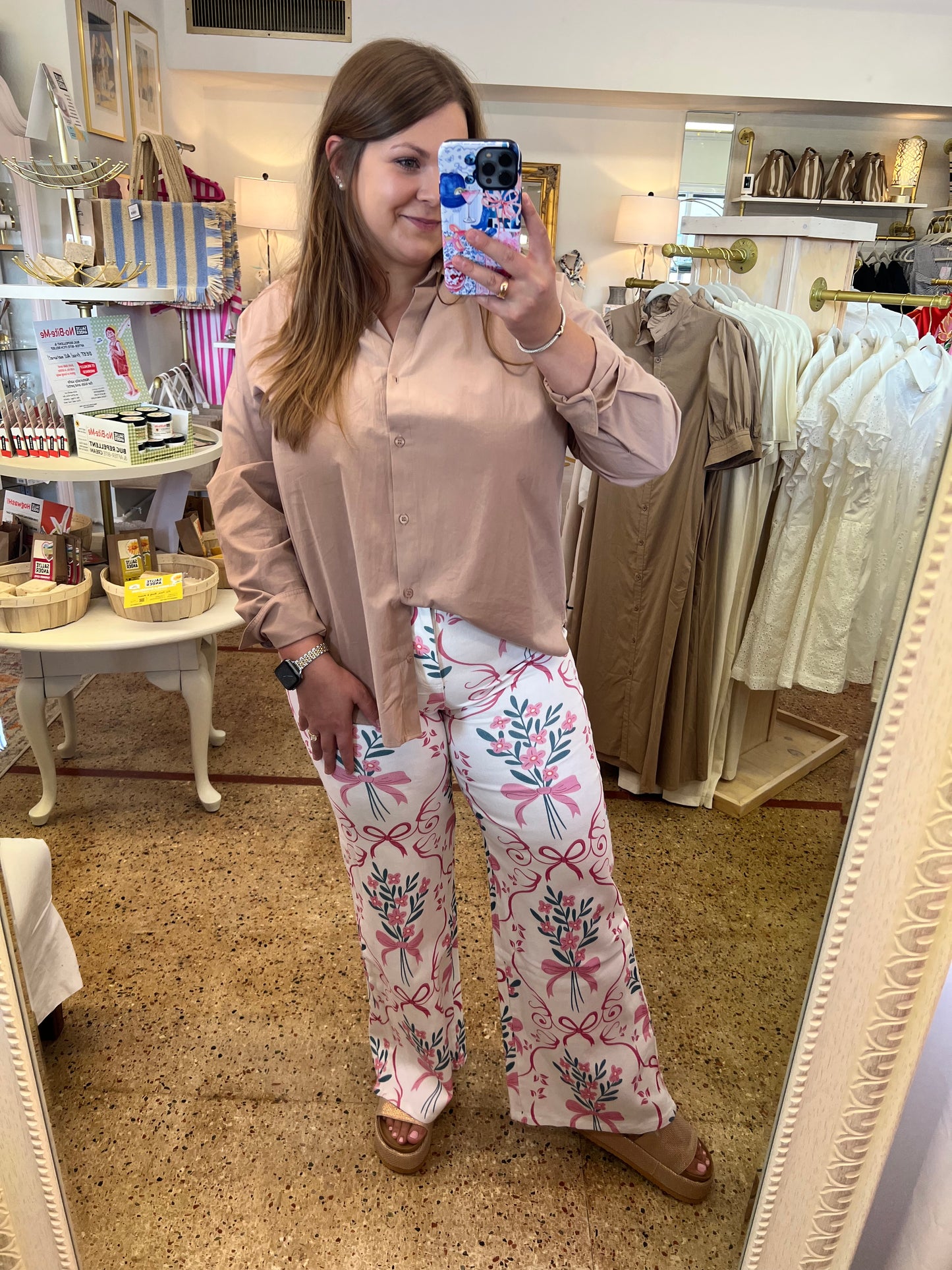 Flower Bow Print Jeans
