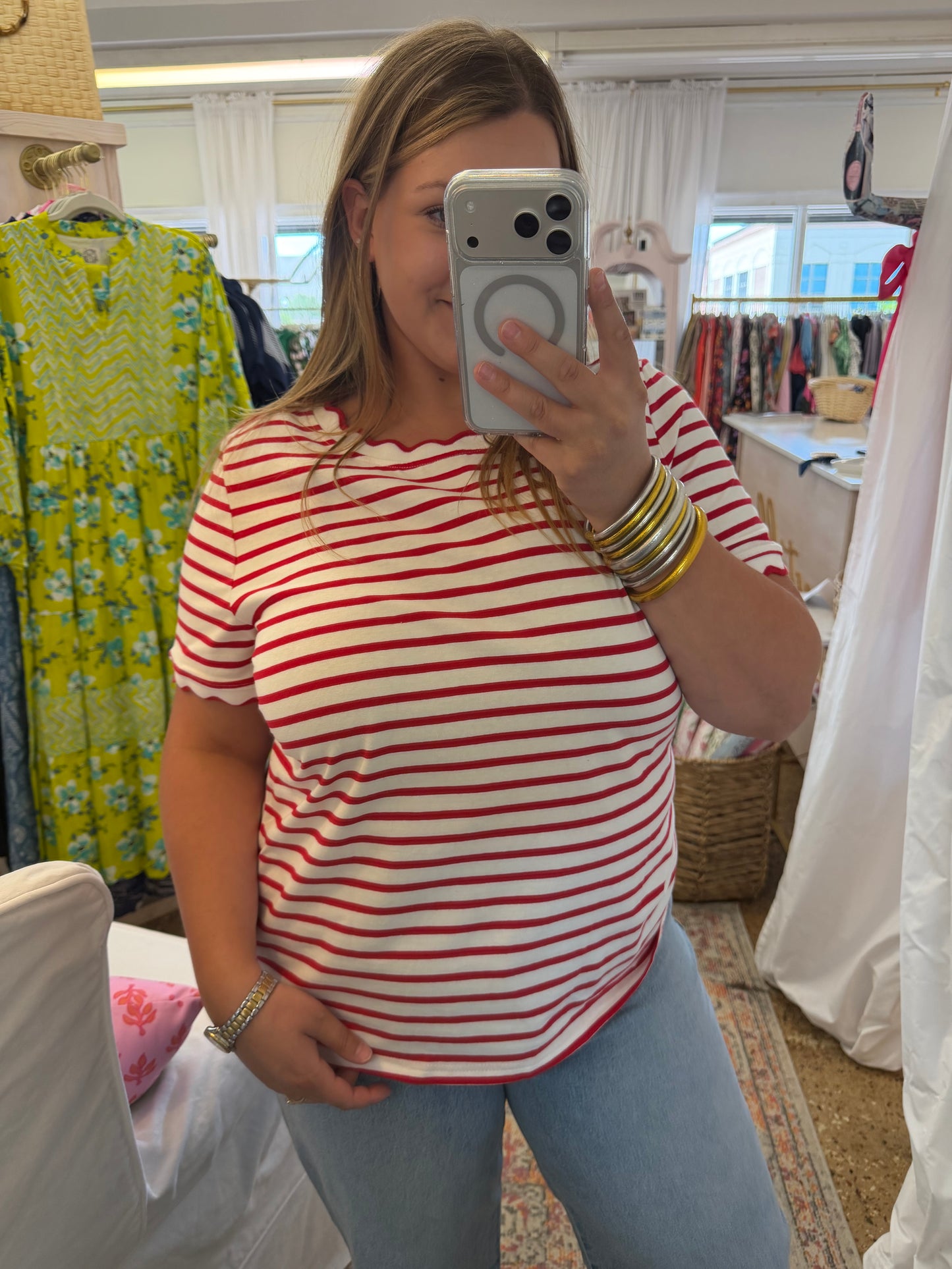 Striped Scalloped T-Shirt