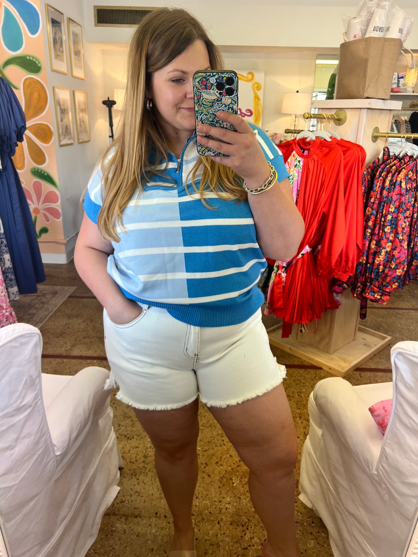 Raw Hem White Denim Shorts