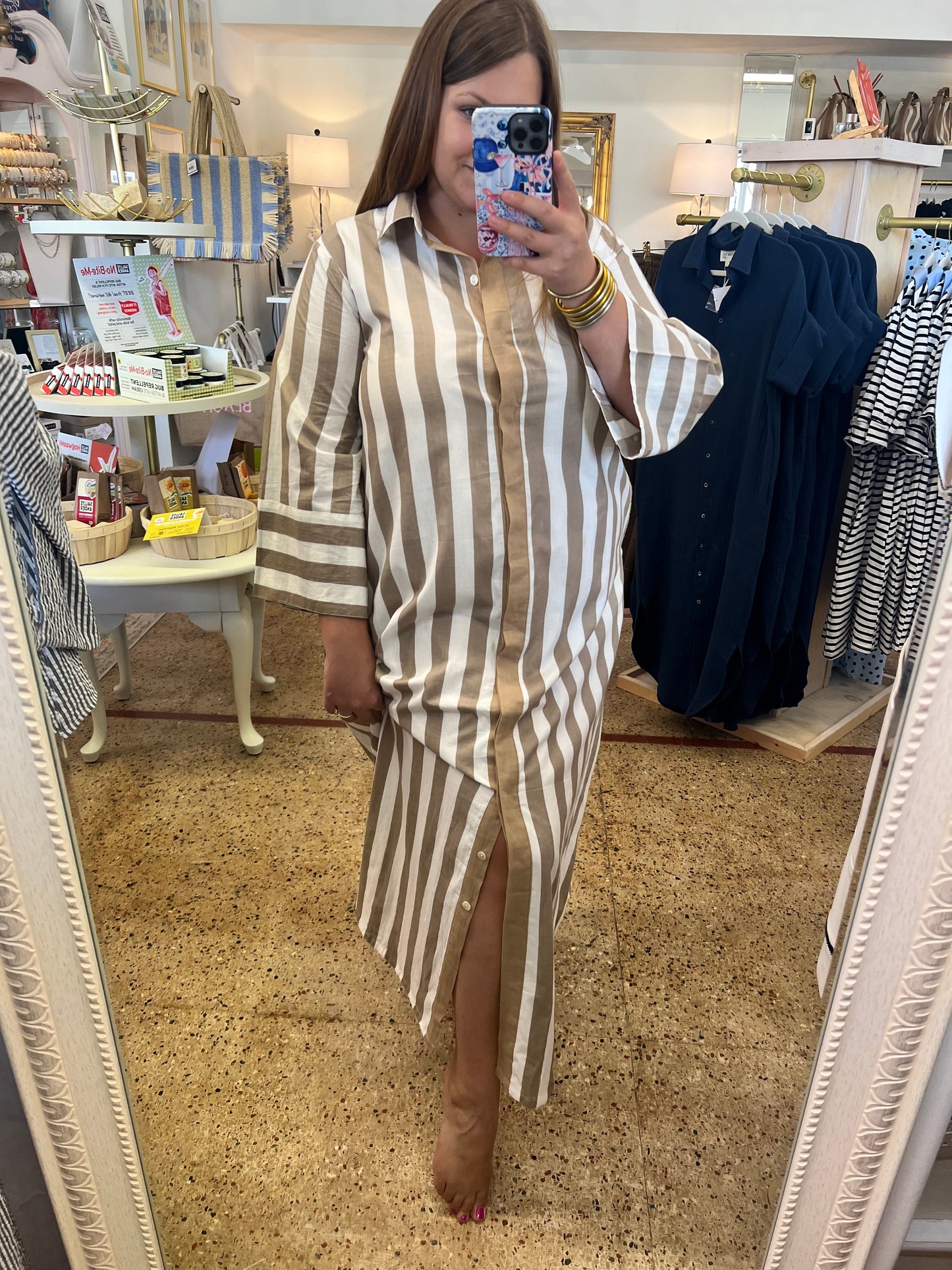 Khaki Stripe Cabana Dress