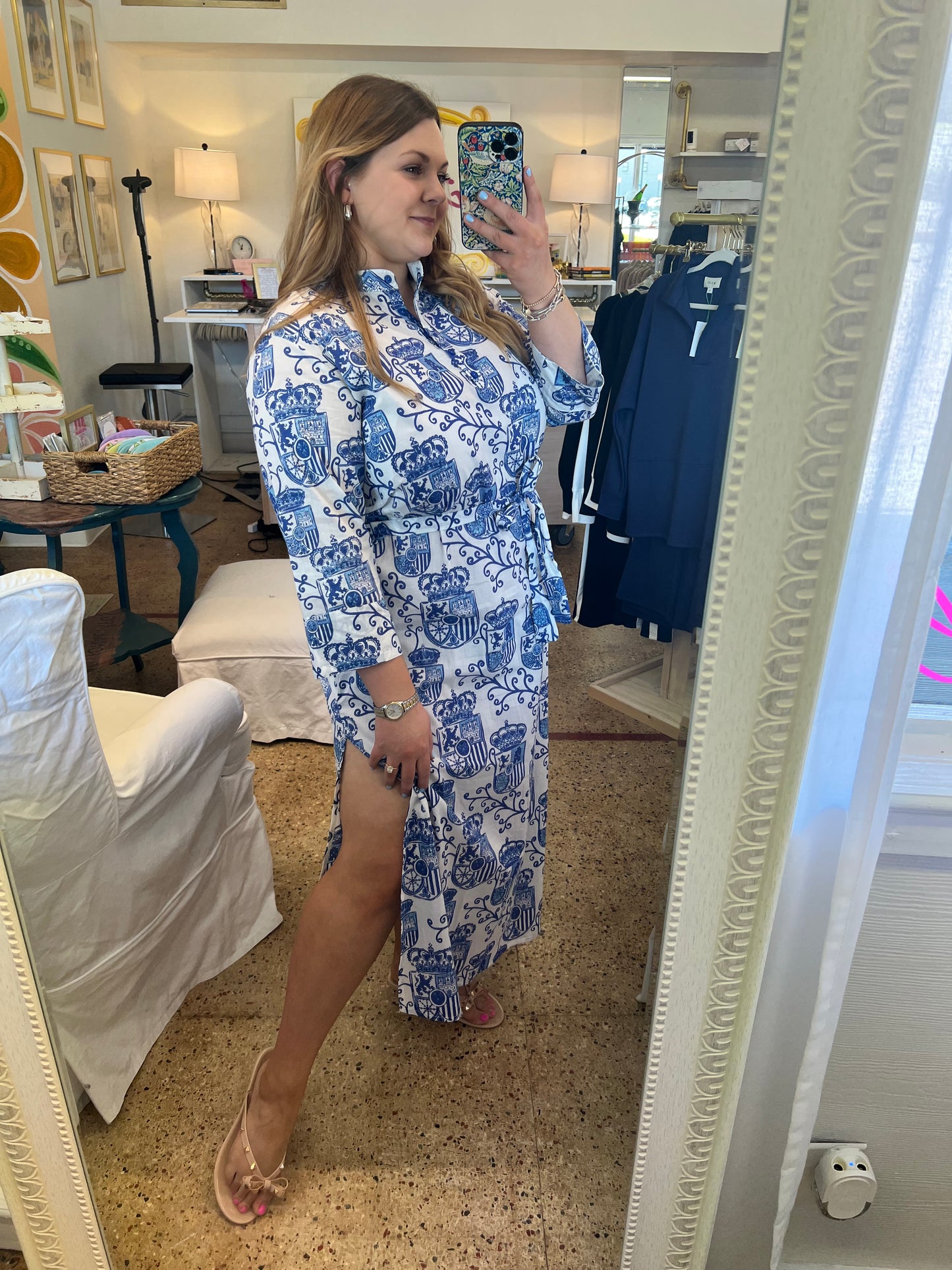 White Blue Crest Maxi