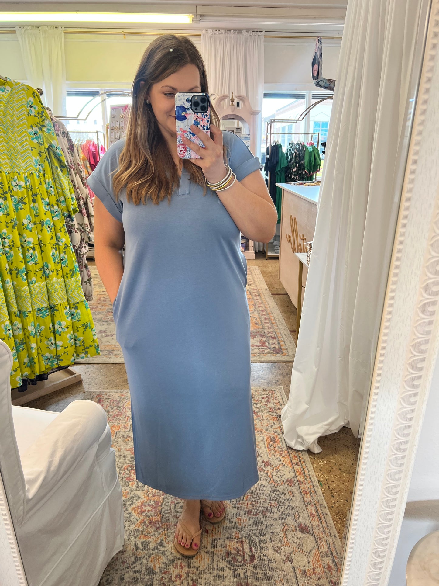 Collared Modal V-Neck Dress