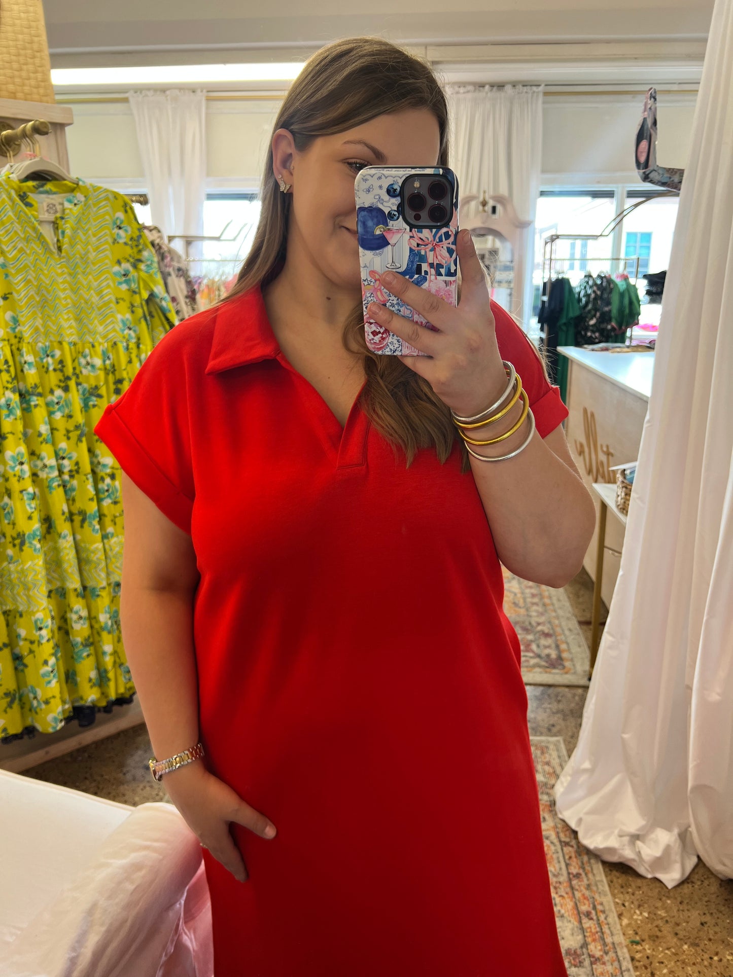 Collared Modal V-Neck Dress