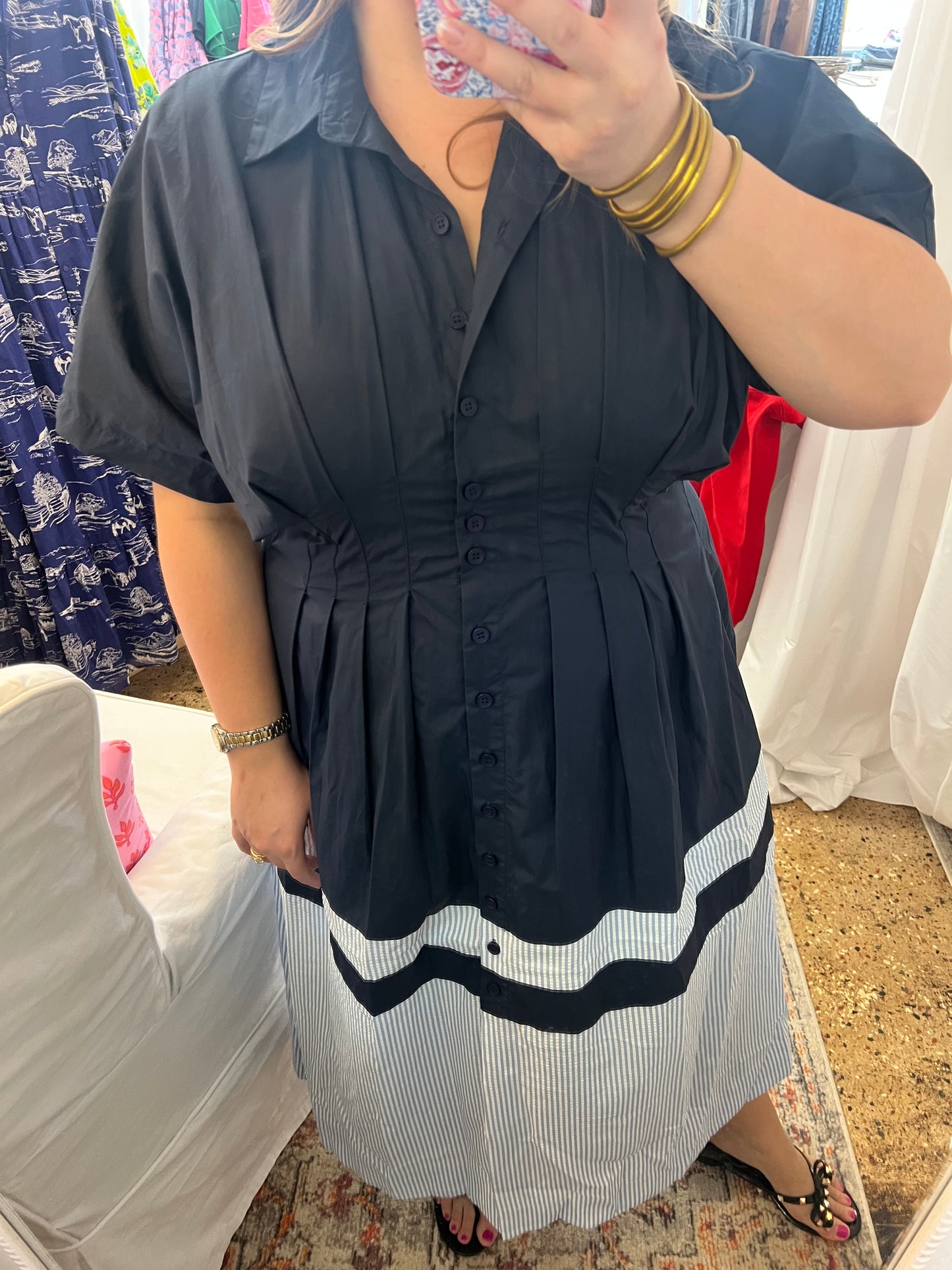 Ruched Waist Detail Midi Dress