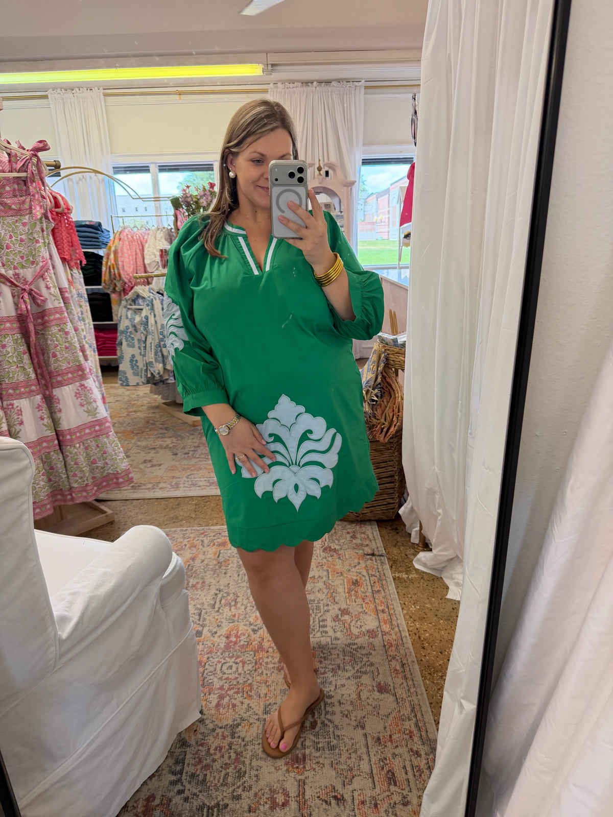 Kelly Green Embroidered Dress