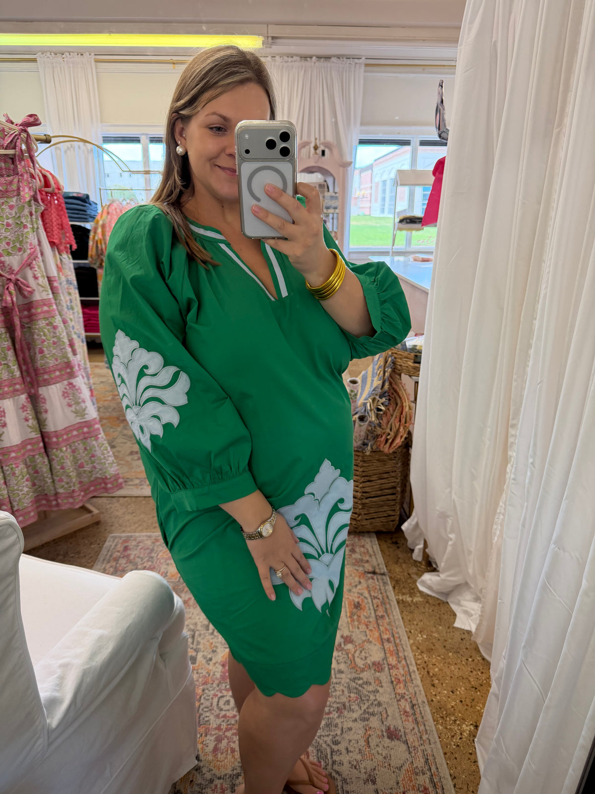Kelly Green Embroidered Dress