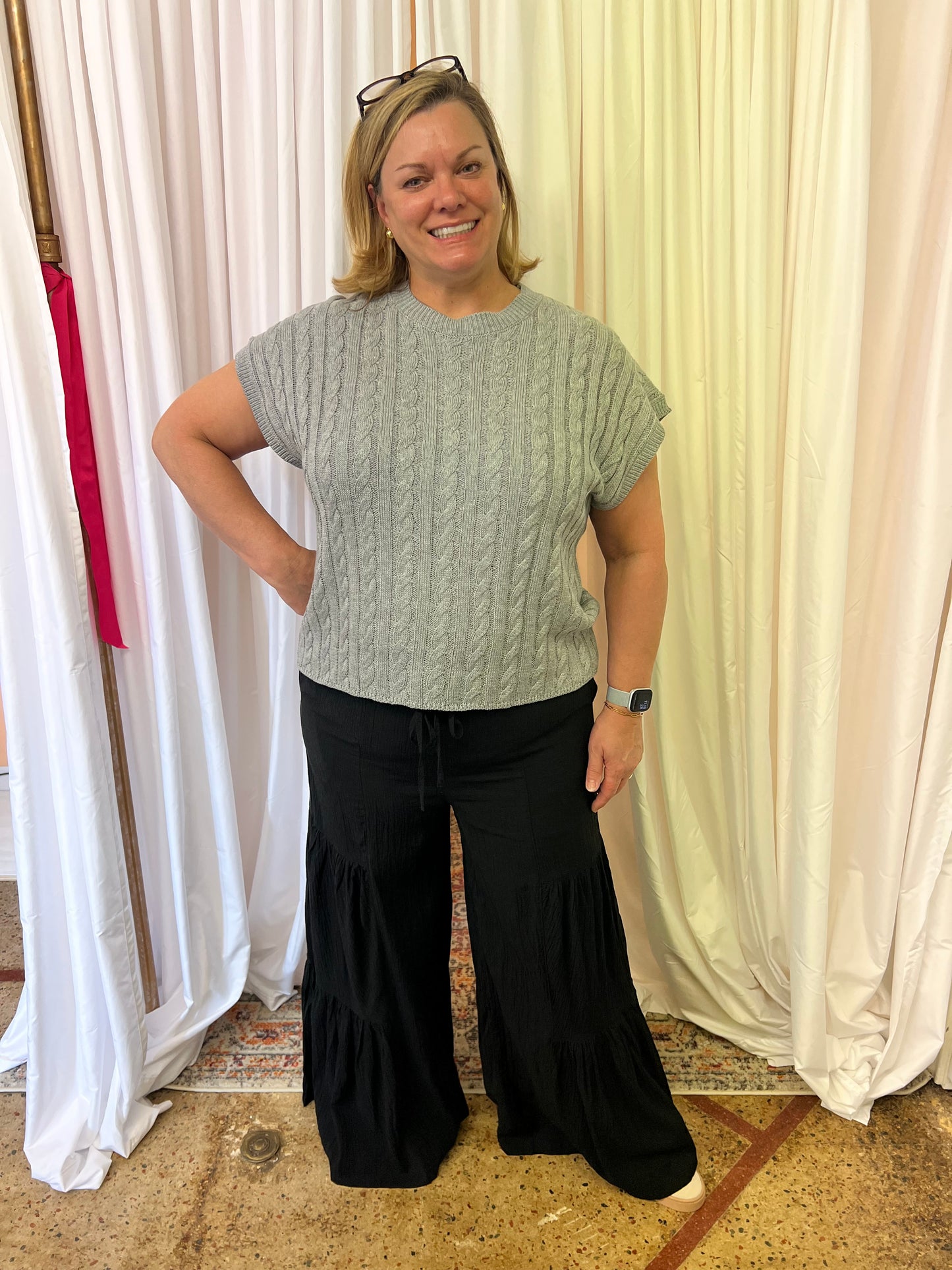 Woven Tiered Palazzo Pants