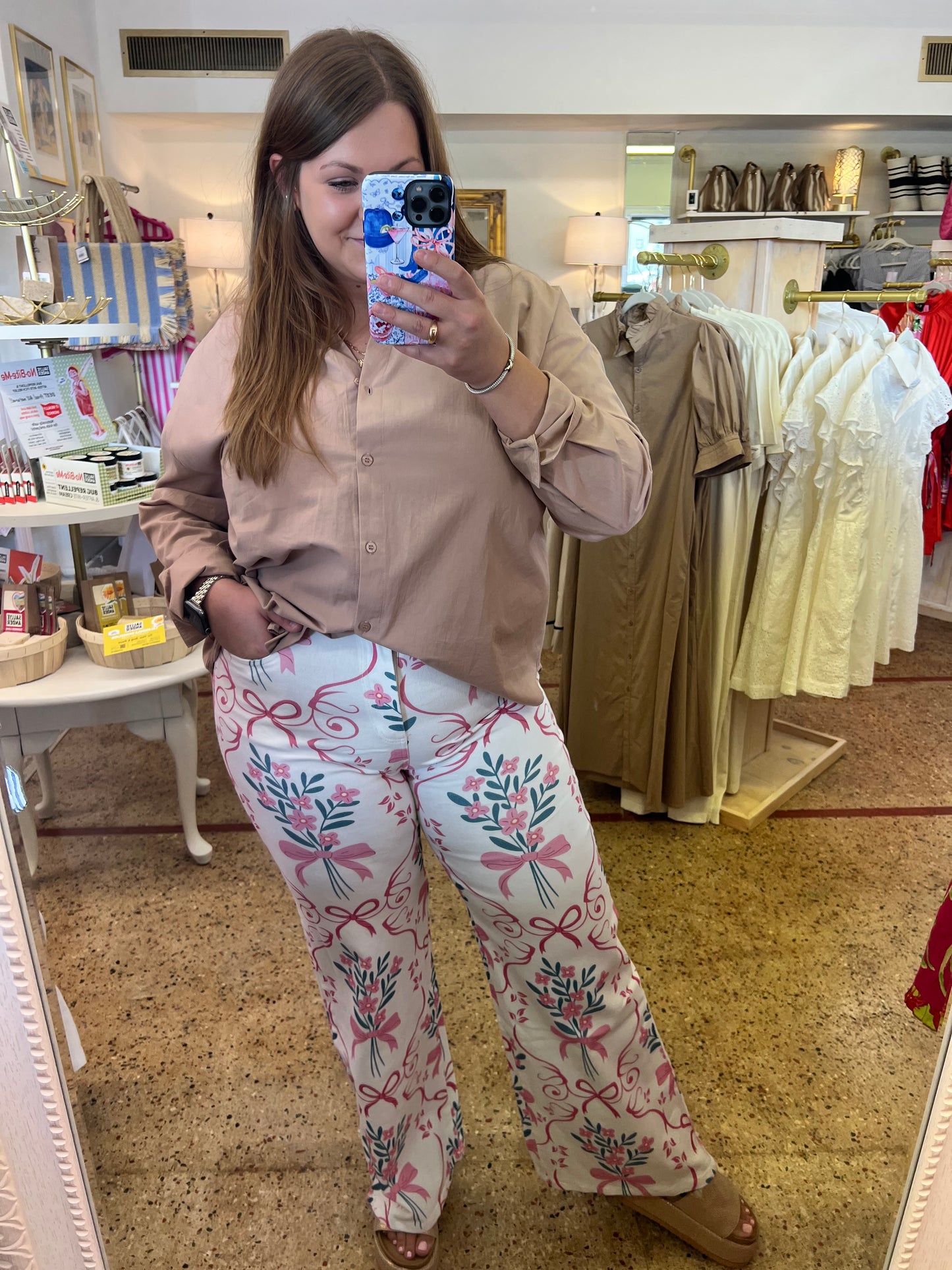 Flower Bow Print Jeans