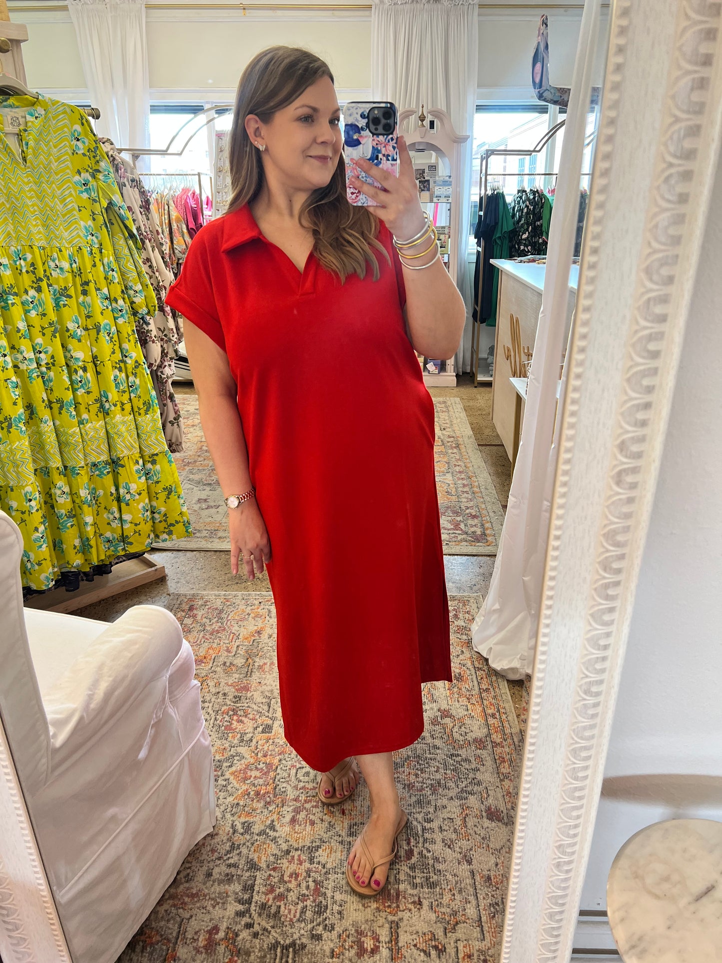 Collared Modal V-Neck Dress
