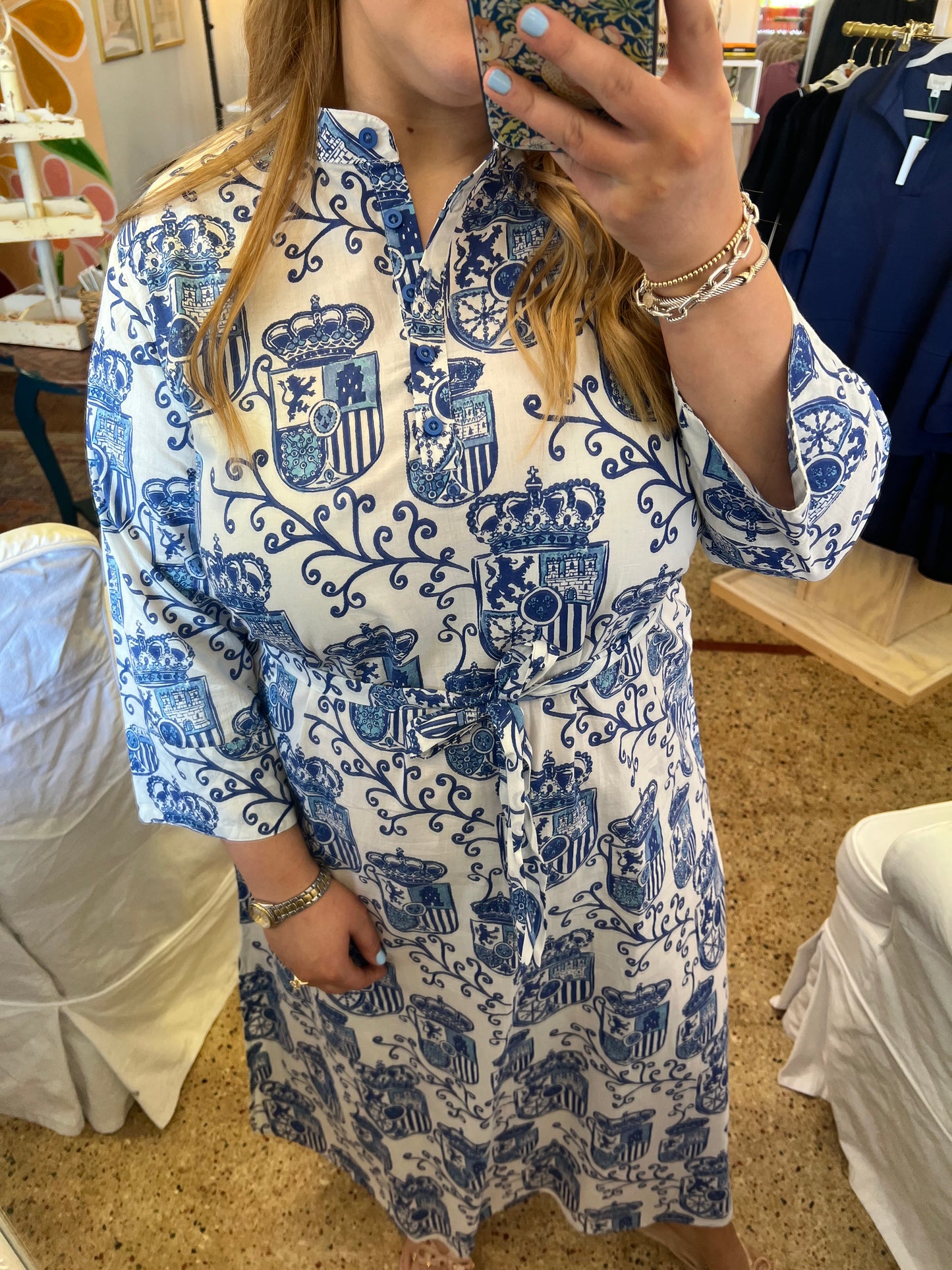 White Blue Crest Maxi