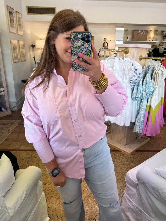 Poplin Oversized Shirt: LAVENDER
