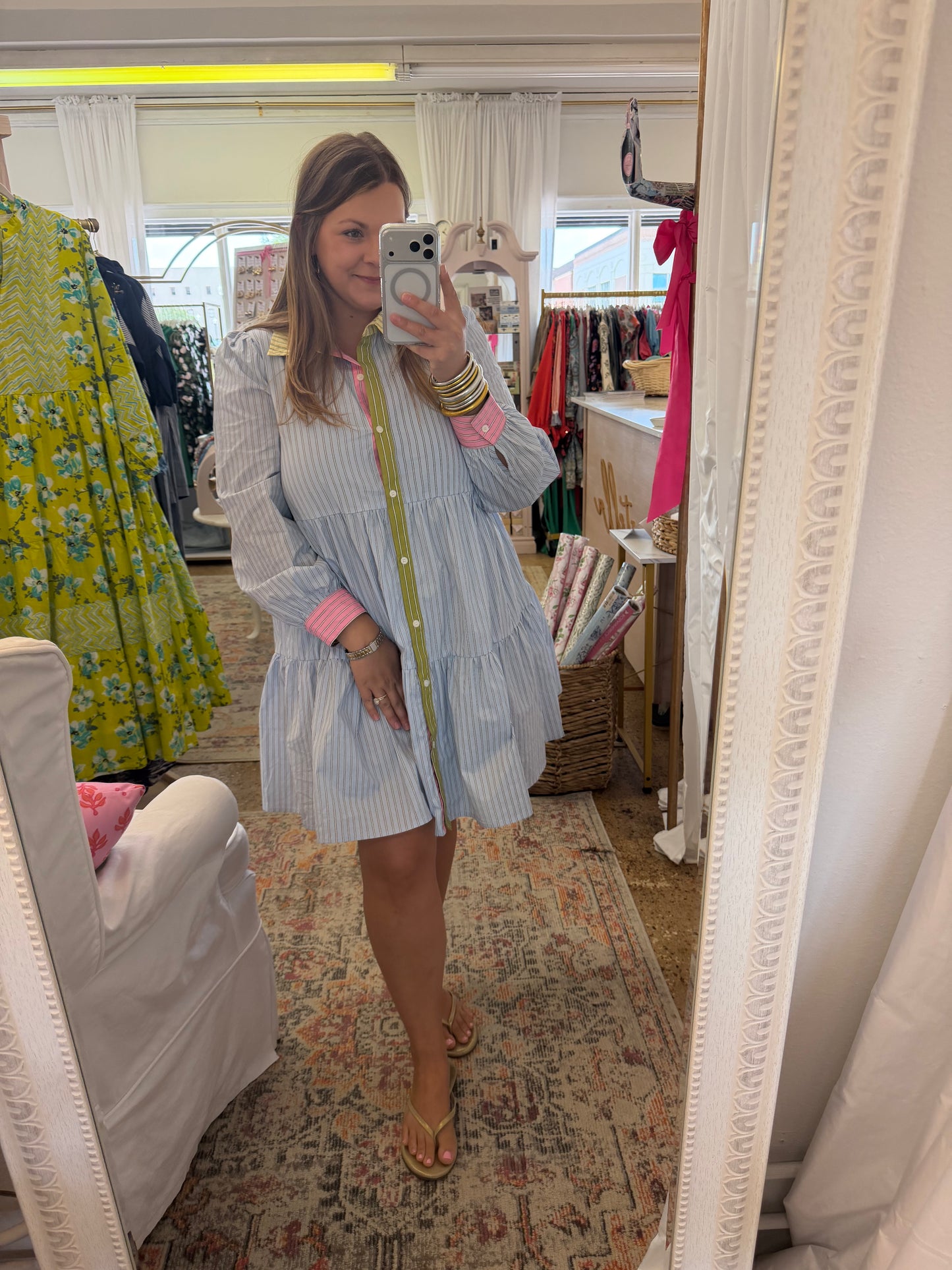 Preppy Pinstripe Mini Dress