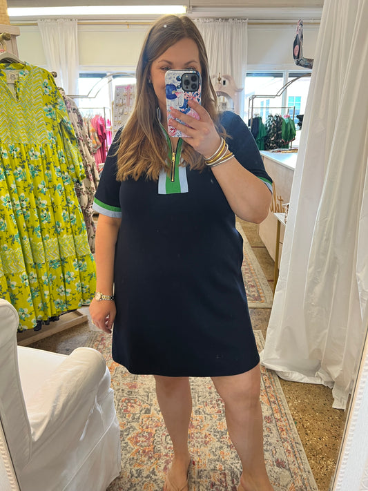Navy Quarter Zip Shirt Dress