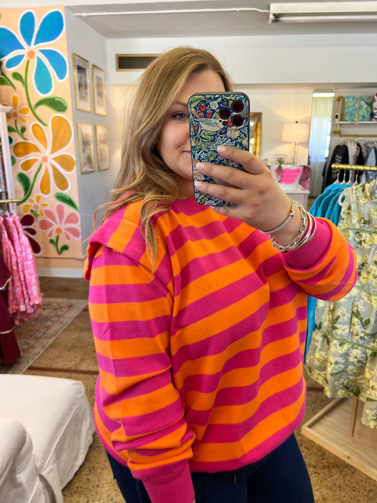 Shoulder Pad Stripe Sweater