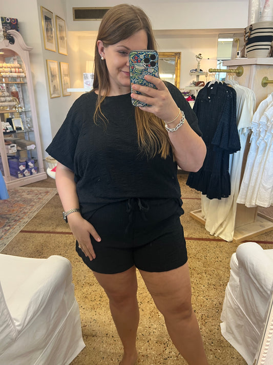 Textured Knit Top & Shorts Set