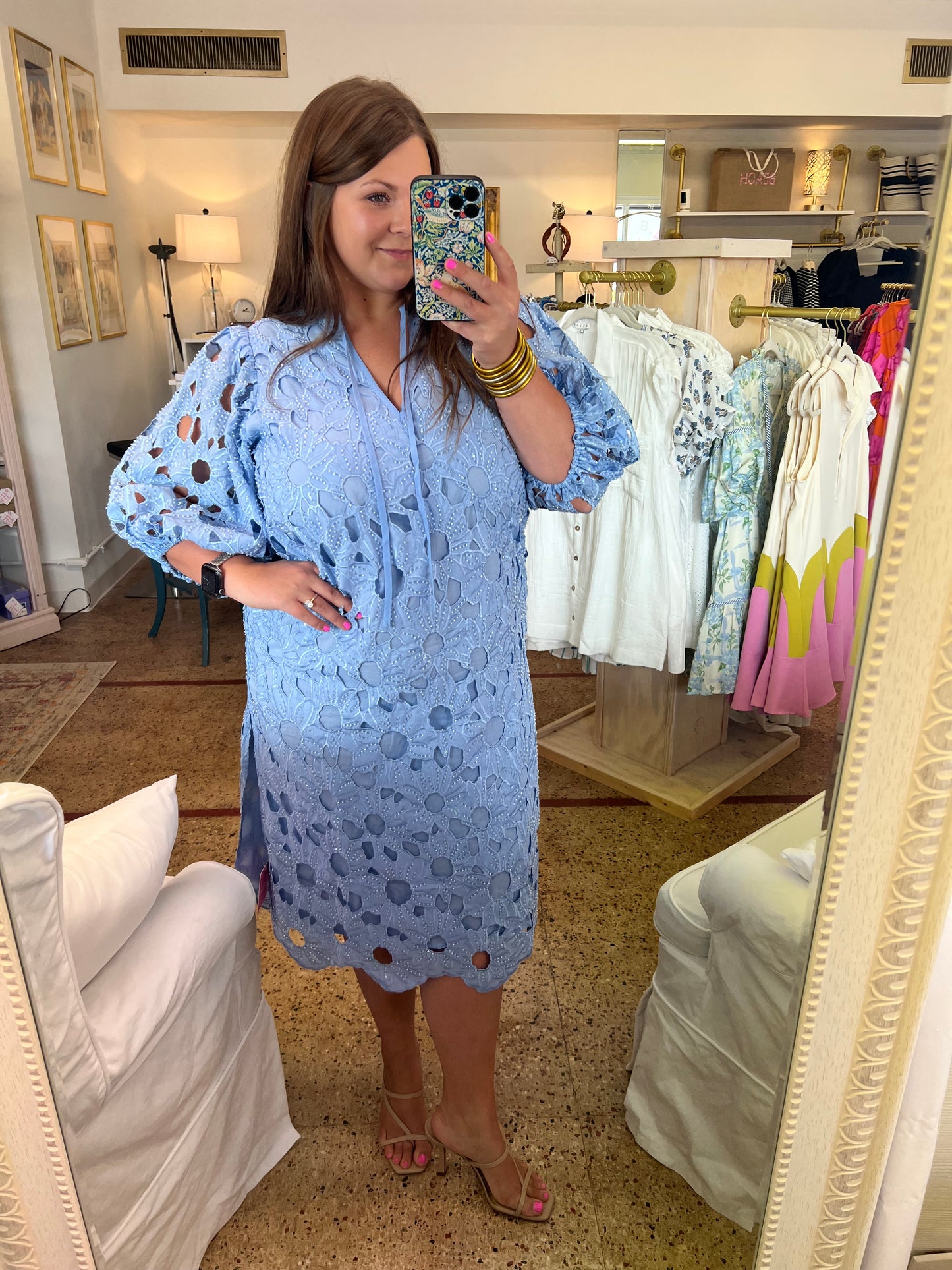 Pamela Poppy Beaded Midi Dress