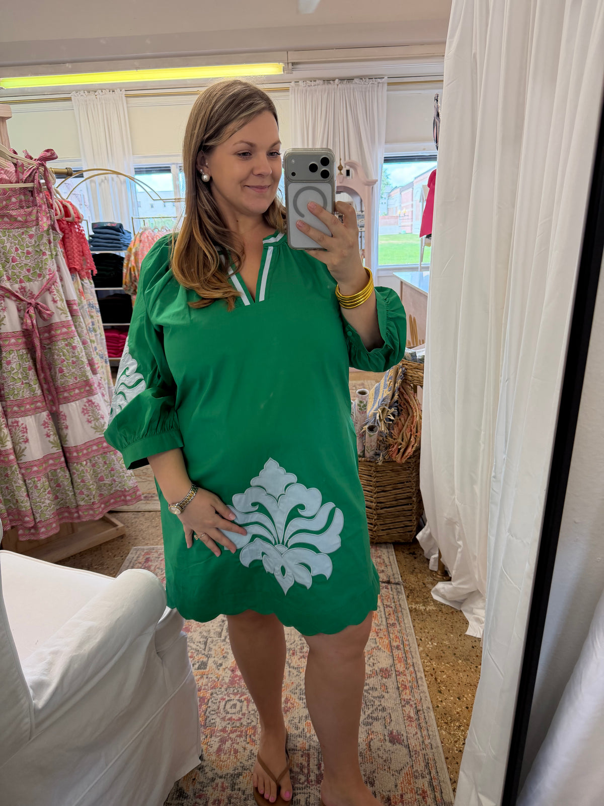 Kelly Green Embroidered Dress