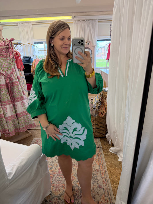Kelly Green Embroidered Dress