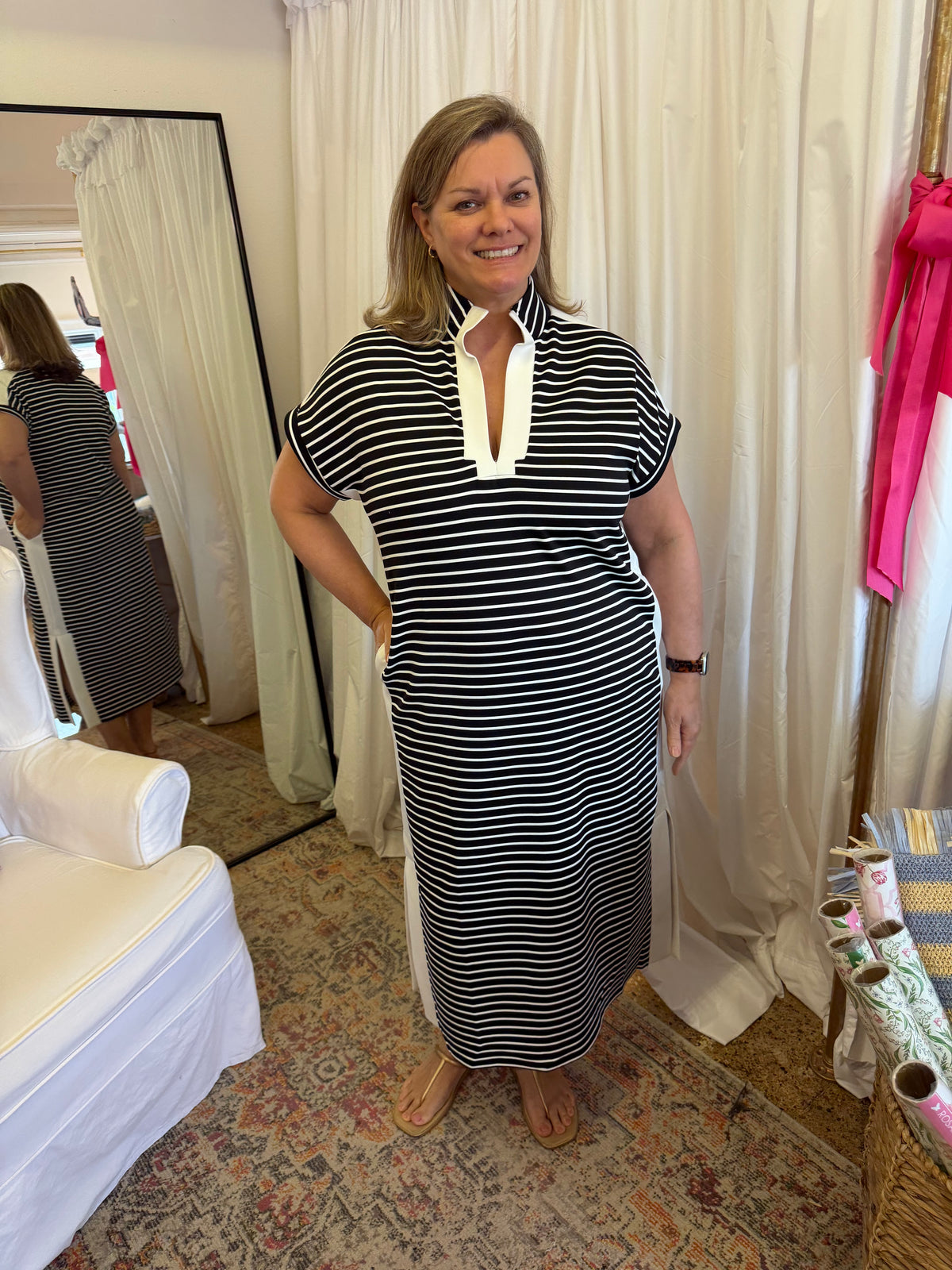 Striped Colorblock Maxi Dress