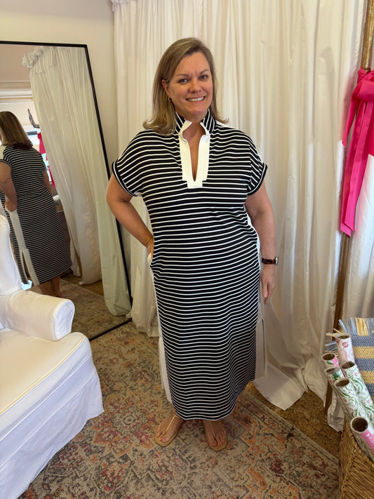 Striped Colorblock Maxi Dress