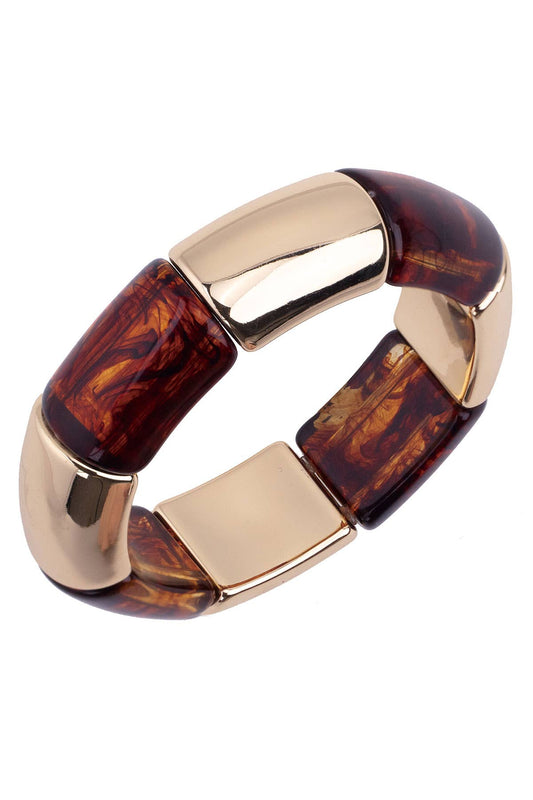 Jasmine Resin Stretch Bracelet in Tortoise
