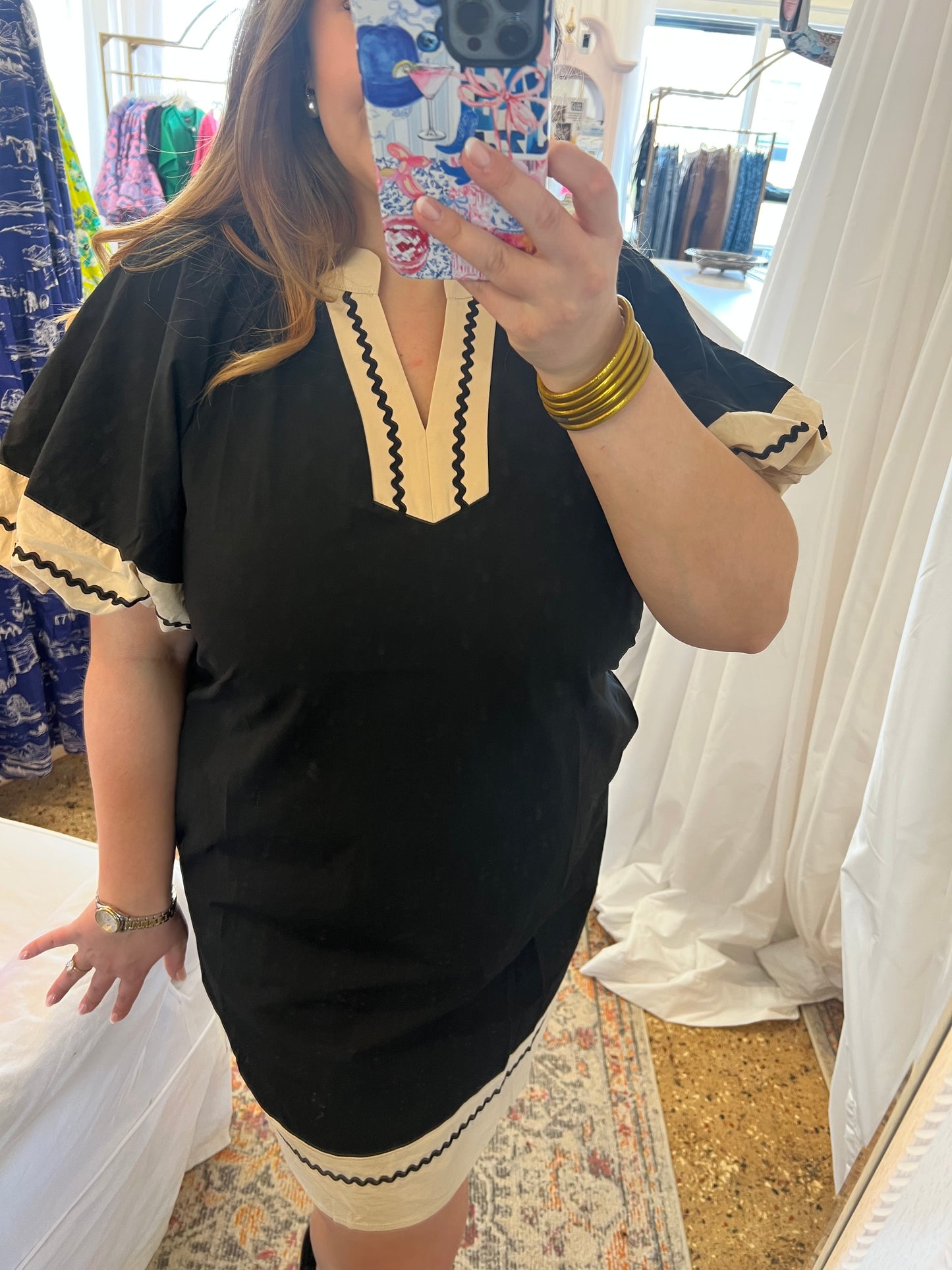 Black Puff Sleeve Mini Dress