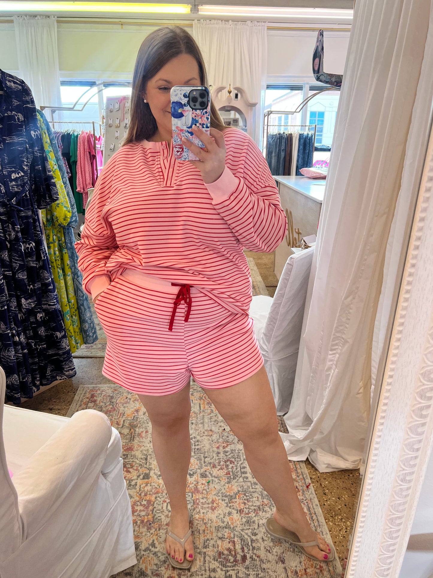 Strawberry Pinstripe Short Set