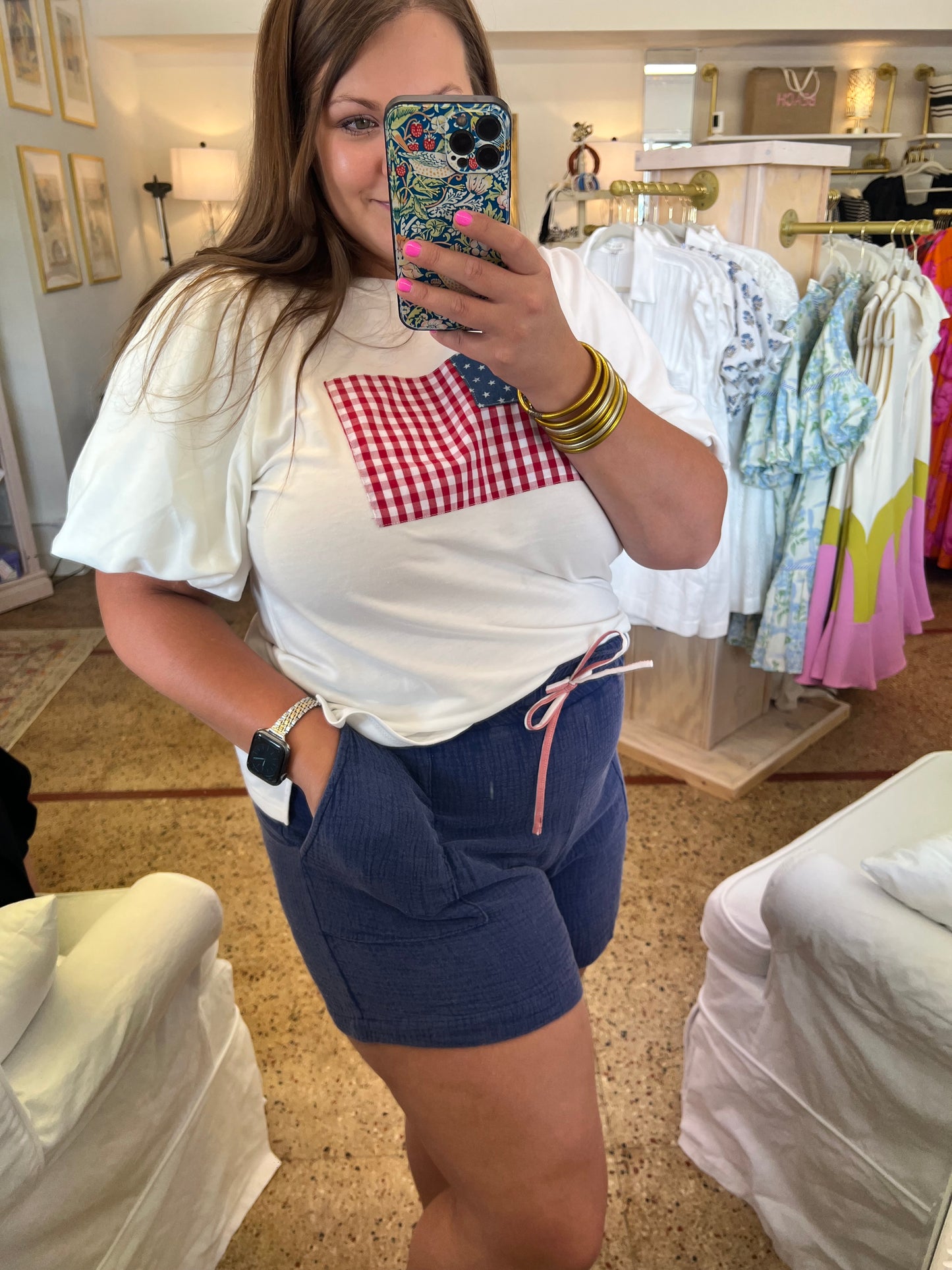 Washed Cotton Gauze Shorts