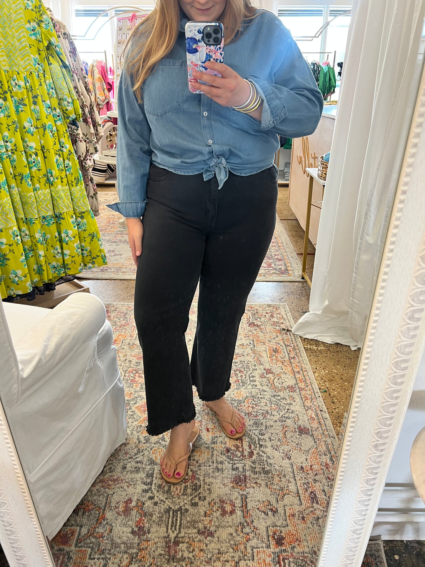 Acid Wash Frayed Hem Jeans