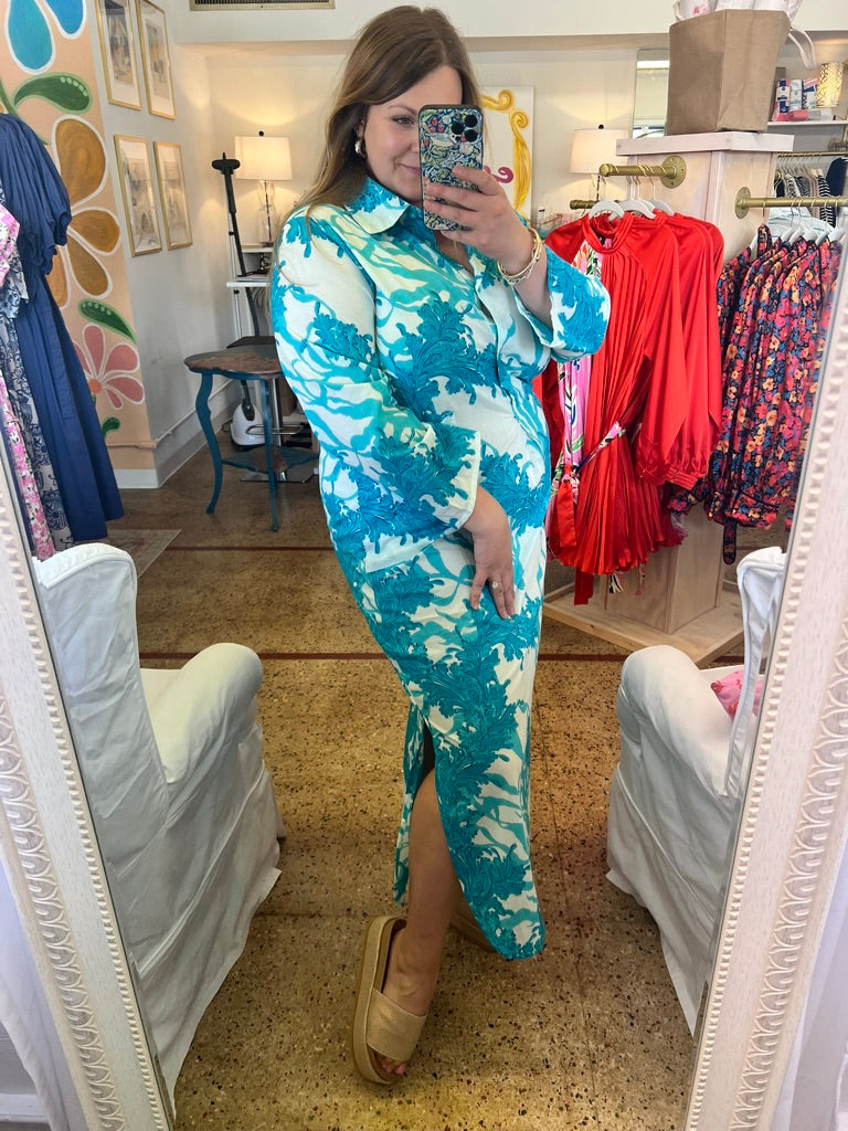 Turquoise Coral Maxi Caftan