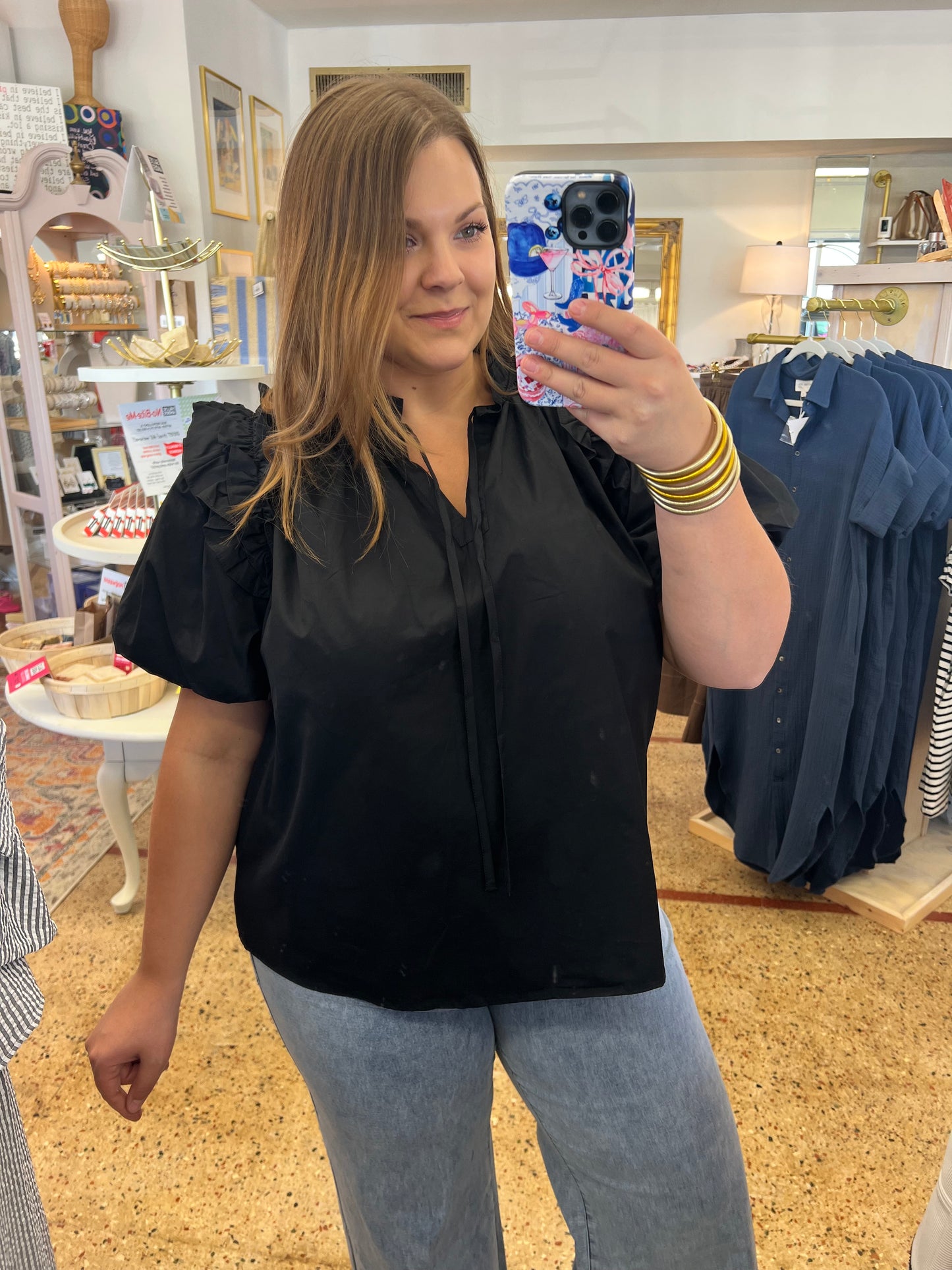 Puff Sleeve Ruffle Blouse