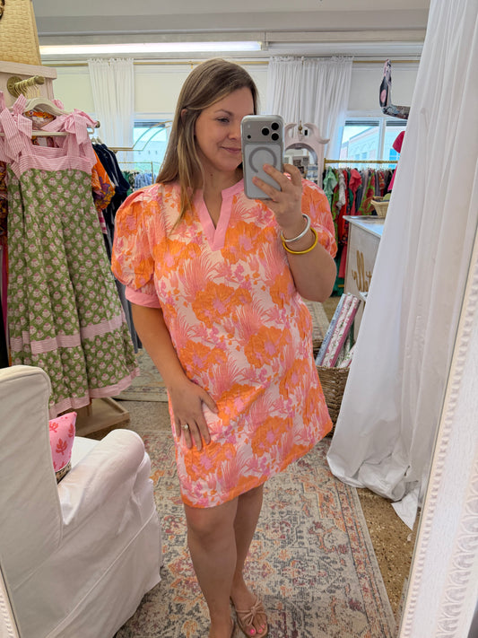 Georgia Peach Jacquard Shift Dress