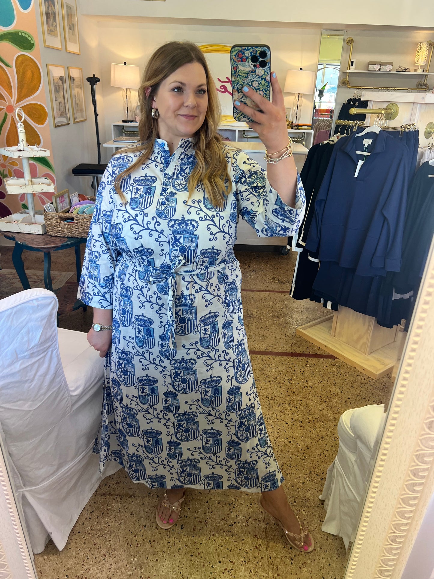 White Blue Crest Maxi