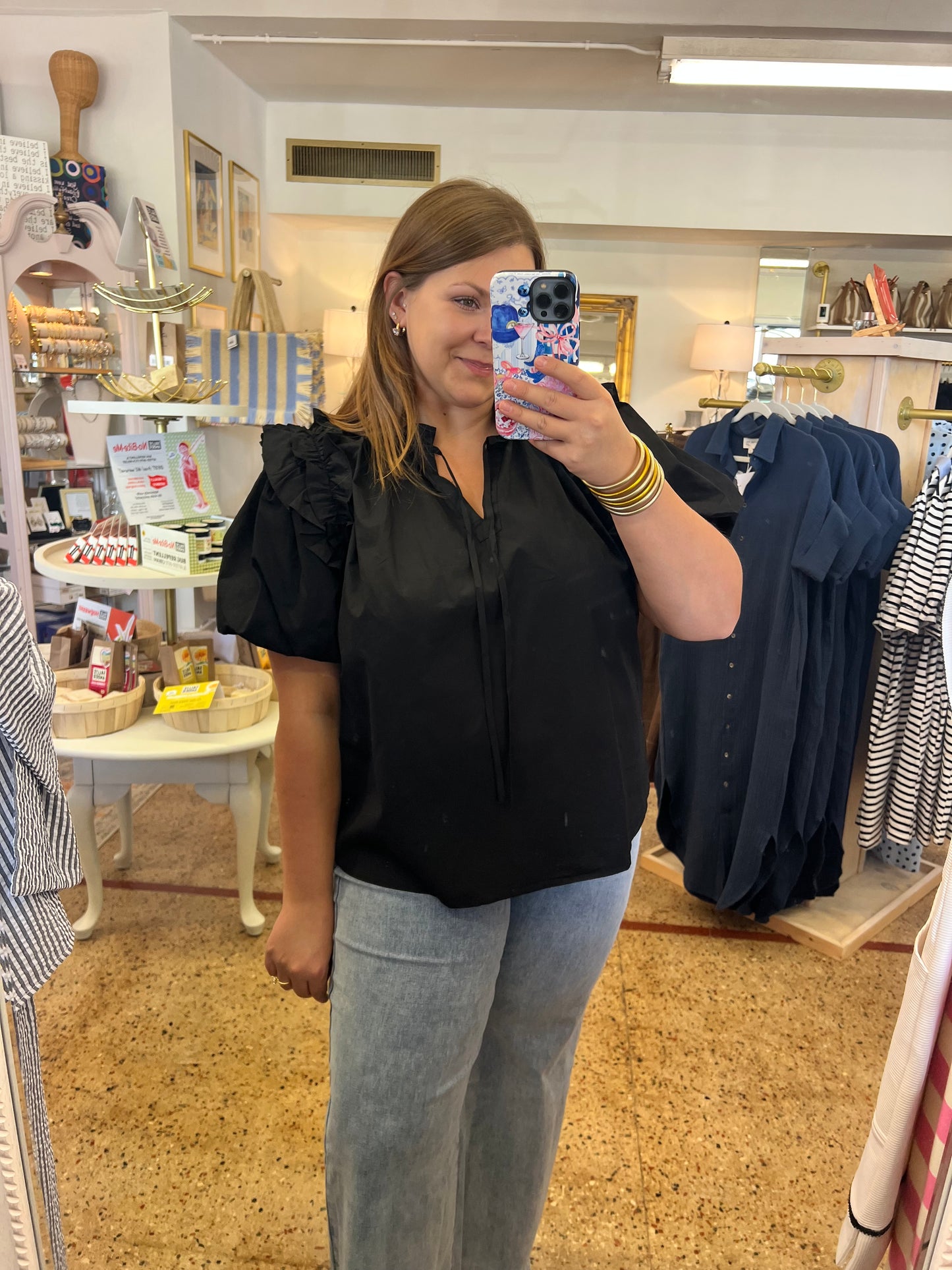 Puff Sleeve Ruffle Blouse