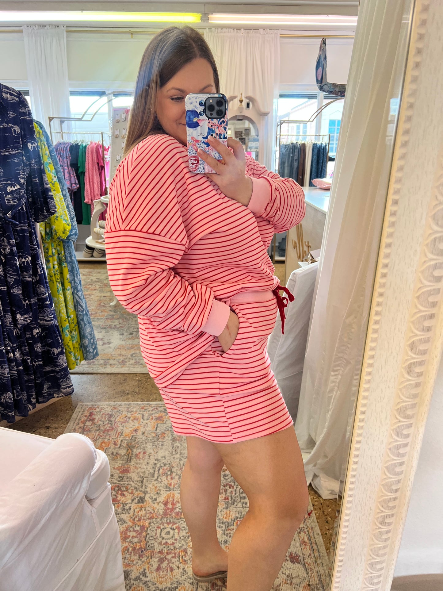 Strawberry Pinstripe Short Set